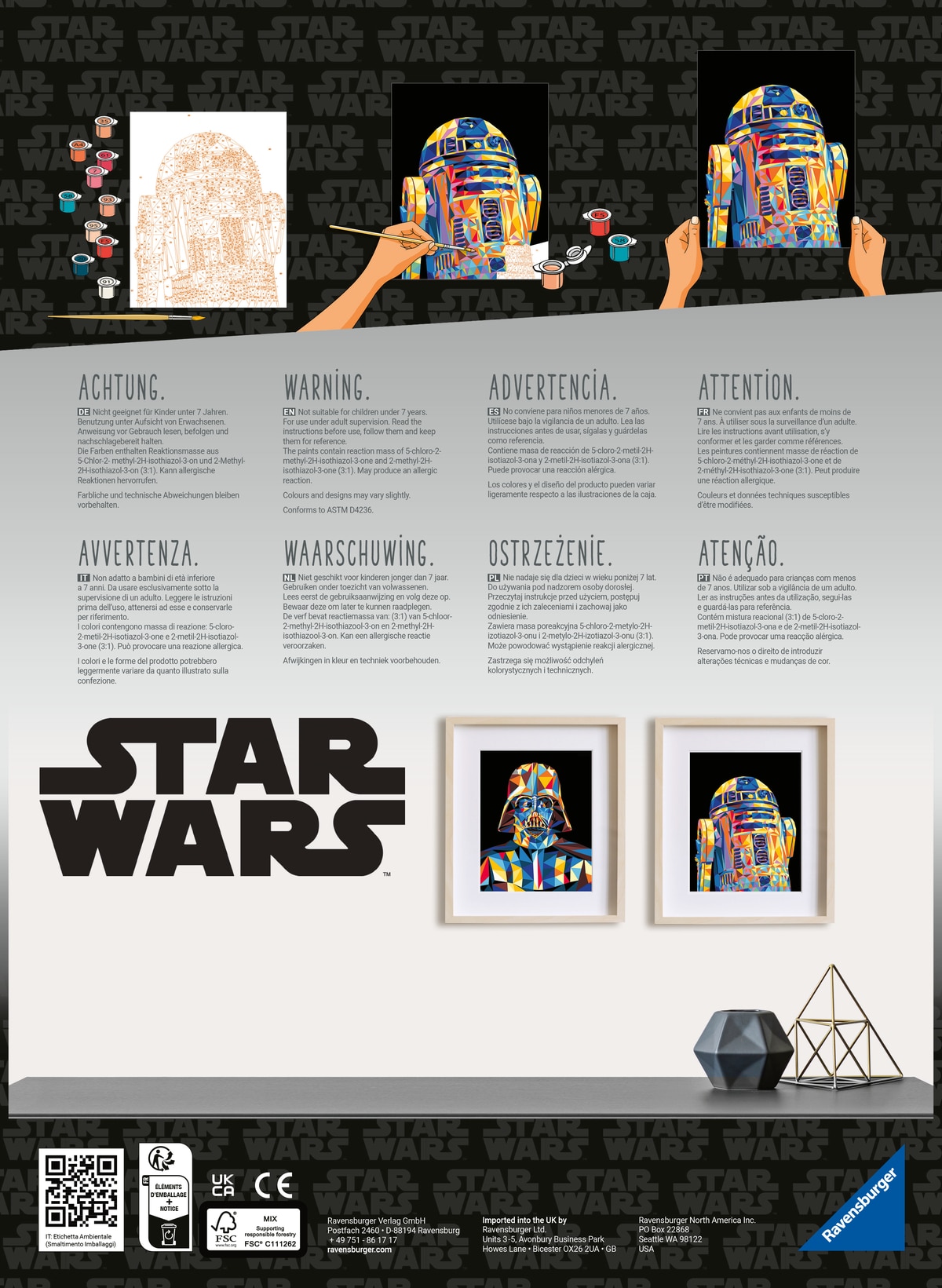 Imagen 7 de Juego Pintar Por Números Para Adultos Creart Serie Trend C Polygon Starwars Darth Vader Ravensburger