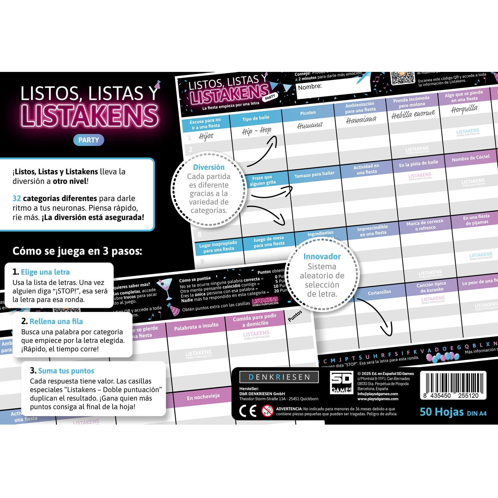 Juego de mesa Listos, Listas Y Listakens Ed. Party Sd Games 3