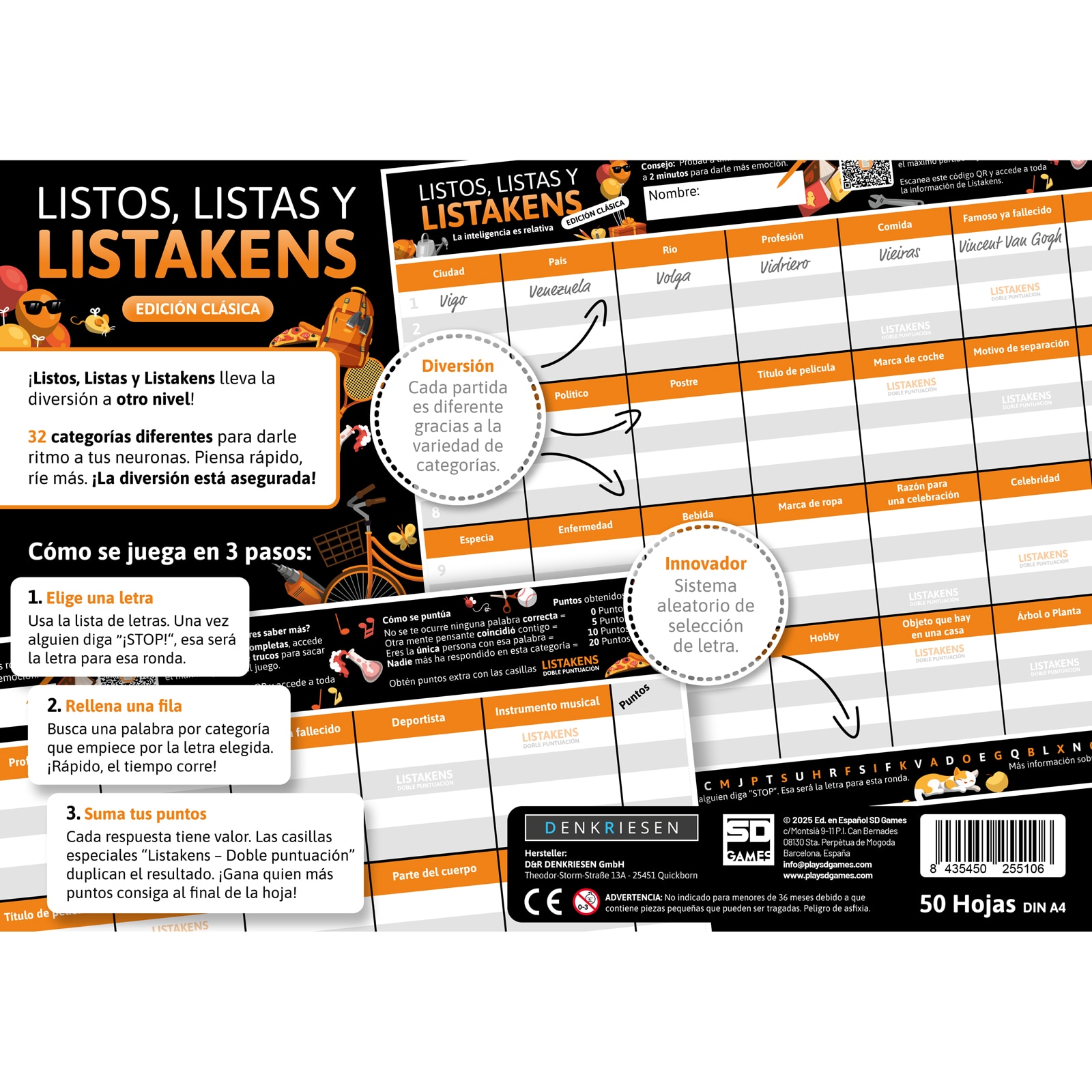 Juego de mesa Listos, Listas Y Listakens Ed. Clásica Sd Games 3