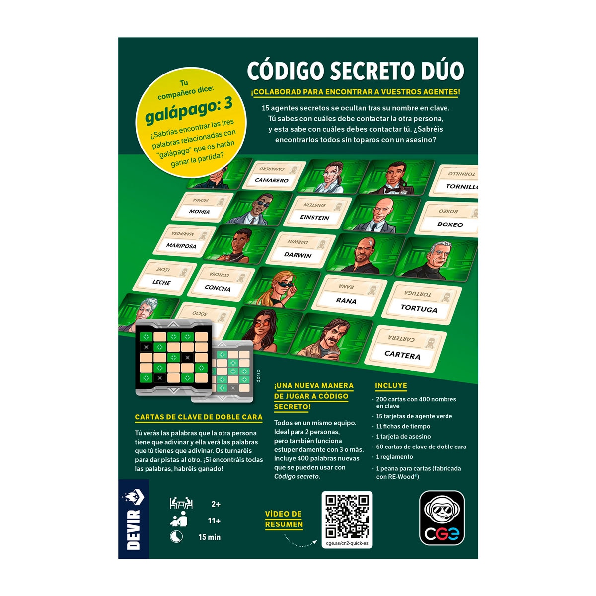 Juego de mesa Código secreto dúo Devir 3