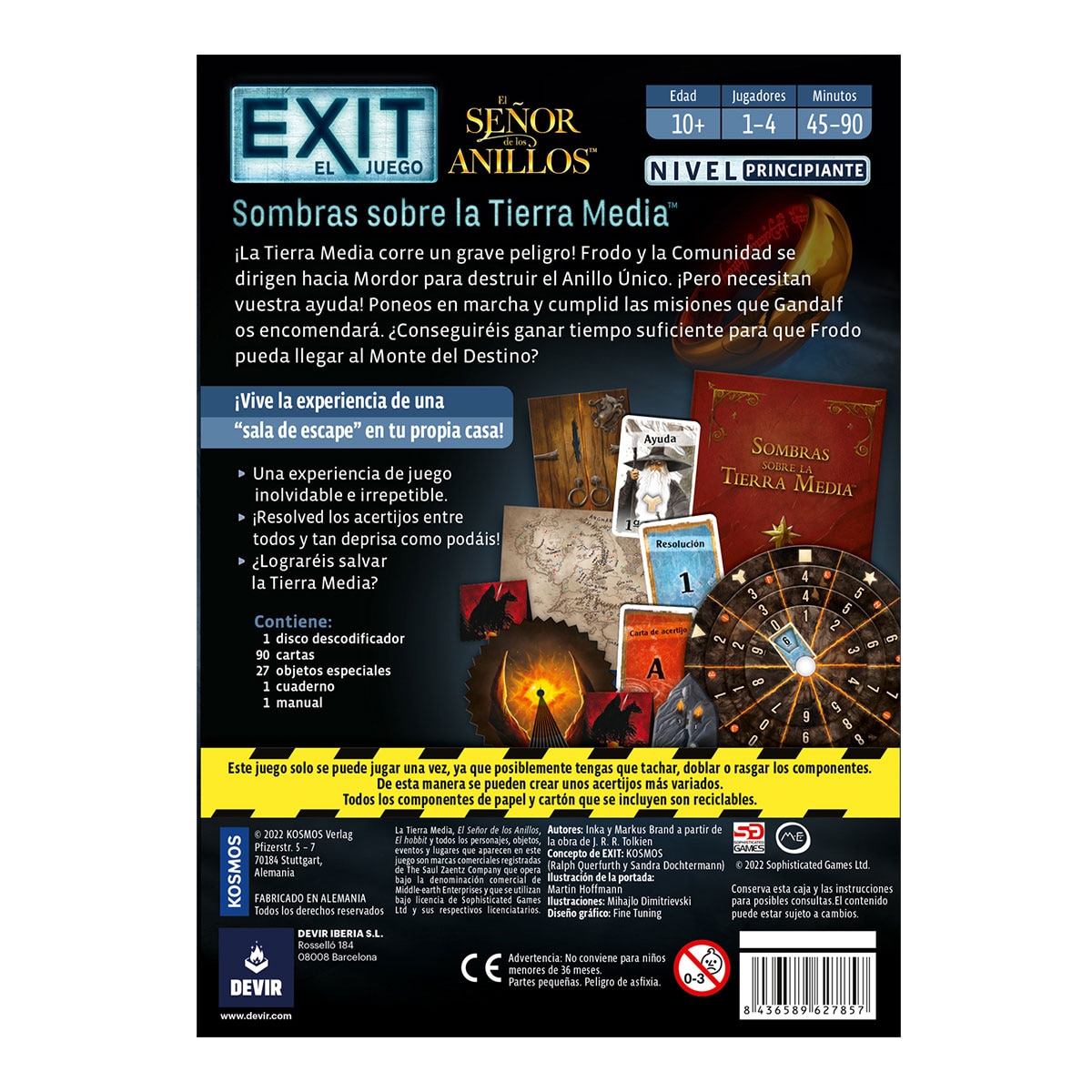 Juego de mesa Exit El Señor de los Anillos Sombras sobre la Tierra Media Devir 3