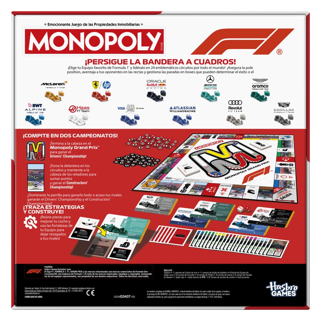 Juego de mesa en familia Monopoly F1 Fórmula 1 Monopoly Hasbro 3