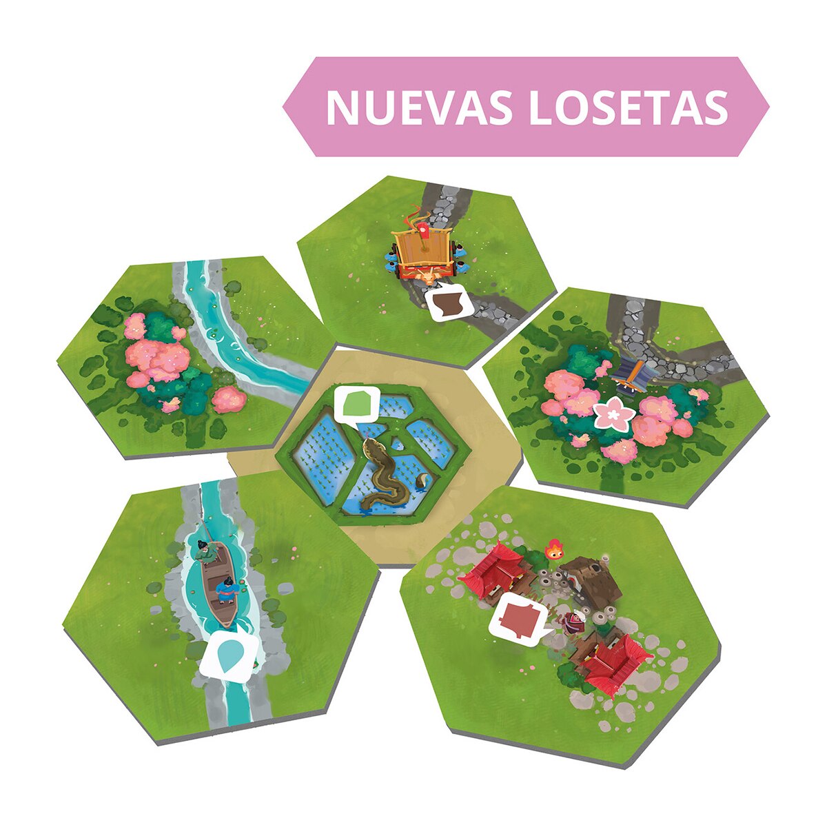 Juego de mesa Dorfromantik Sakura Juego de Losetas 3
