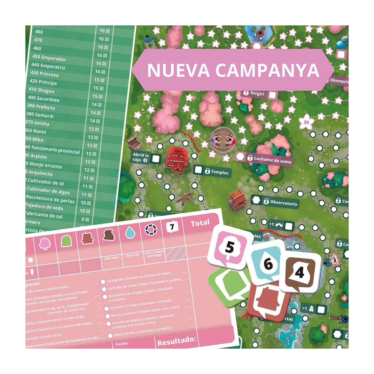 Juego de mesa Dorfromantik Sakura Juego de Losetas 6
