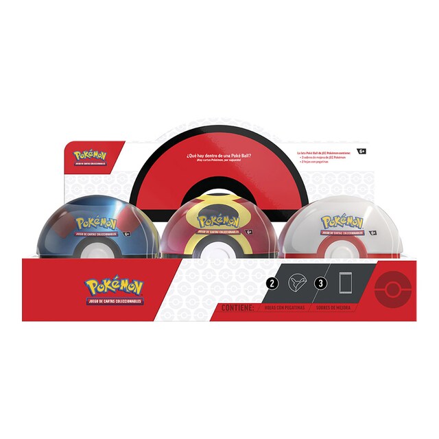 Imagen 0 de Lote Poke Ball con 3 sobres de cartas y 2 hojas de pegatinas Pokemon Bandai