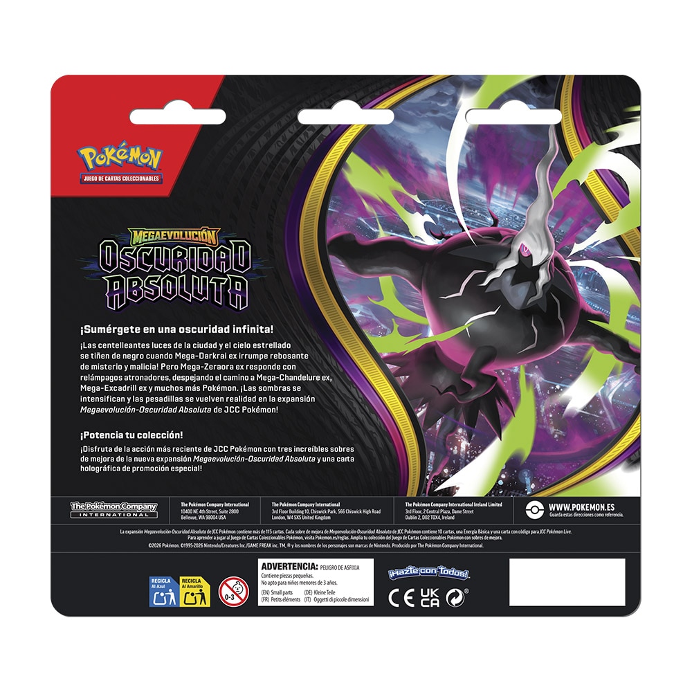 Pack de tres sobres Megaevolucion Oscuridad Absoluta Pokémon JCC Bandai 2
