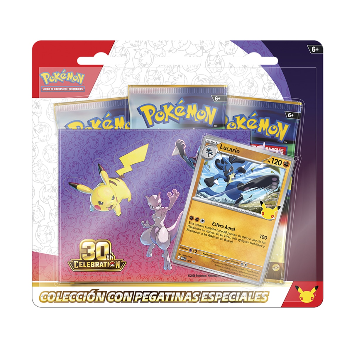 30TH Blister colección con pegatinas especiales de Celebración 30.º Aniversario de JCC Pokémon. POKEMON. BANDAI. Modelos surtidos 3