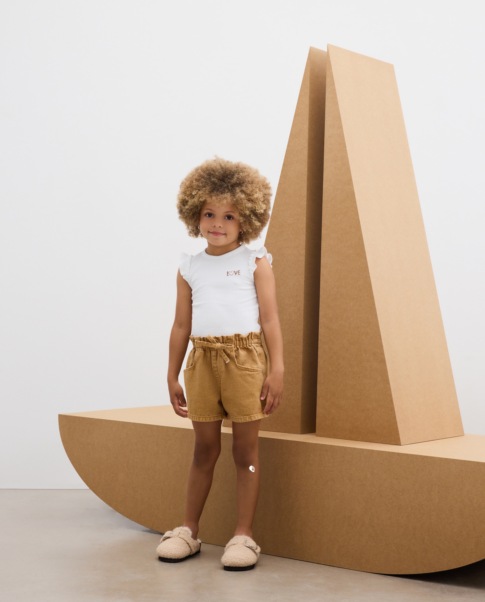 Calções de Sarja Colorida com Cós Paperbag Kids El Corte Inglés Toffee-1