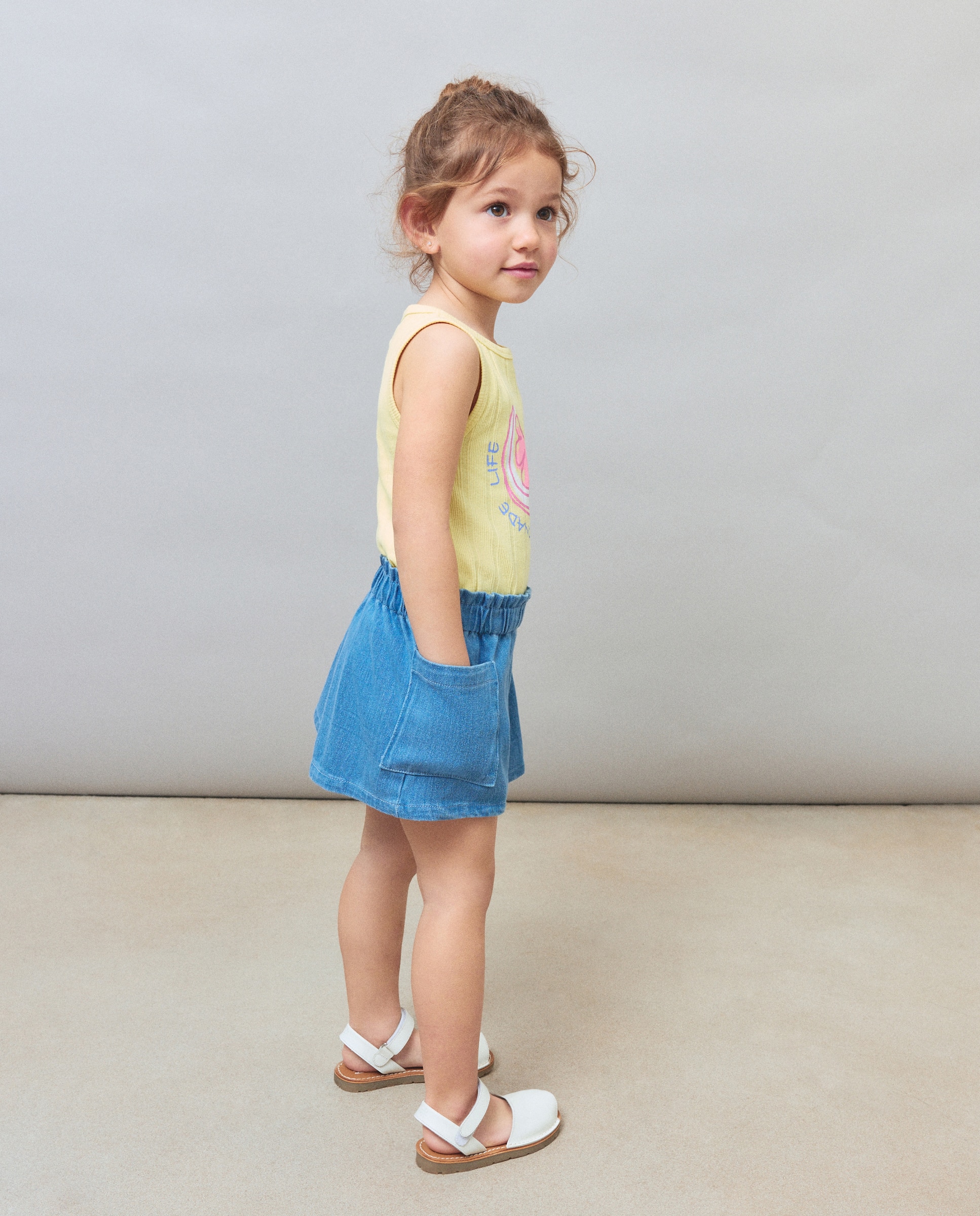 Calções de Ganga Knit às Riscas Kids El Corte Inglés Cinzento-3