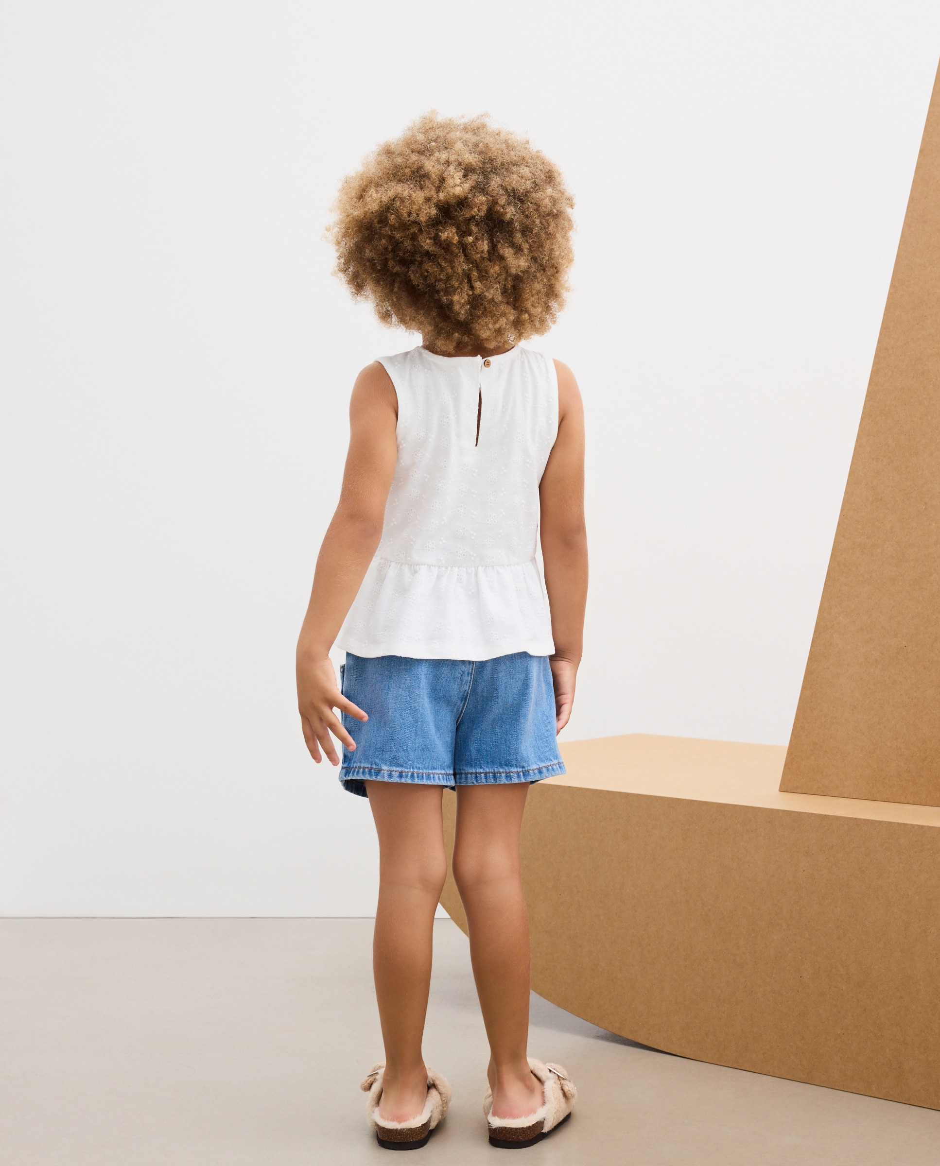 Calções de Ganga com Cós Paperbag Kids El Corte Inglés Azul pálido-3