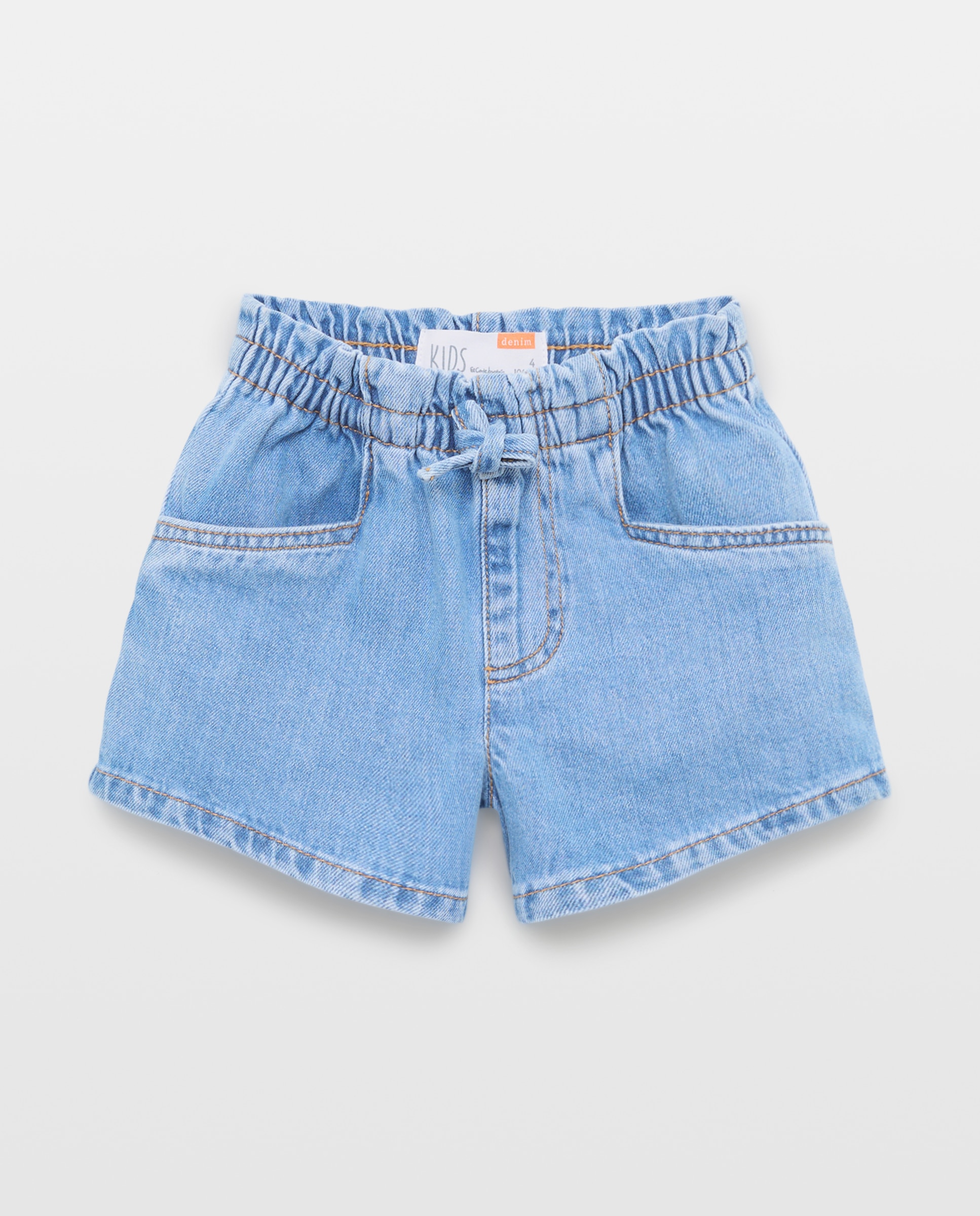 Calções de Ganga com Cós Paperbag Kids El Corte Inglés Azul pálido-4