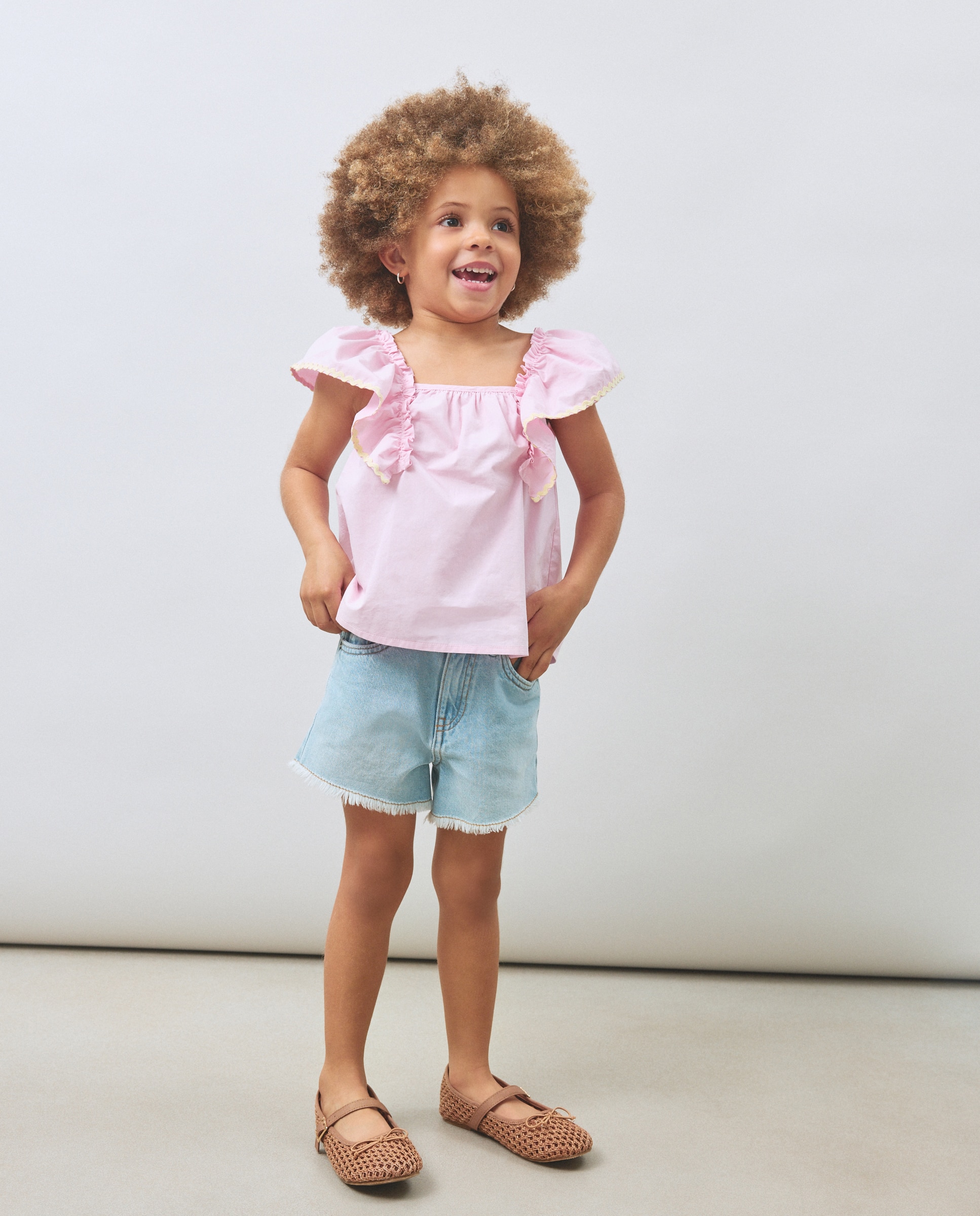 Blusa com Folho e Alças Largas Kids El Corte Inglés 200 Rosa-2