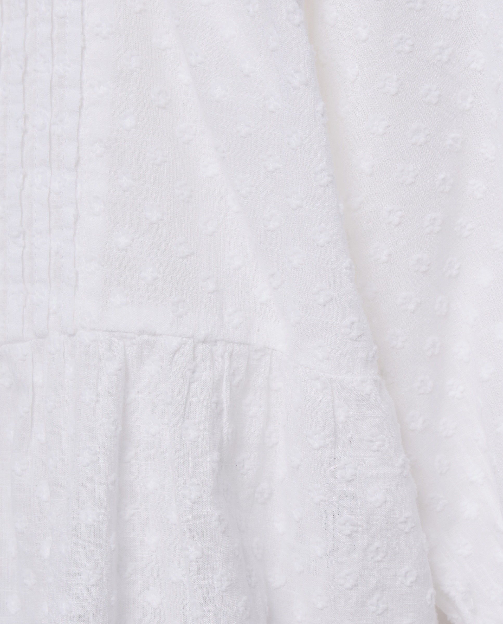 Blusa de Manga Comprida Romântica com Pregas à Frente e Peplum Branco-marfim-5