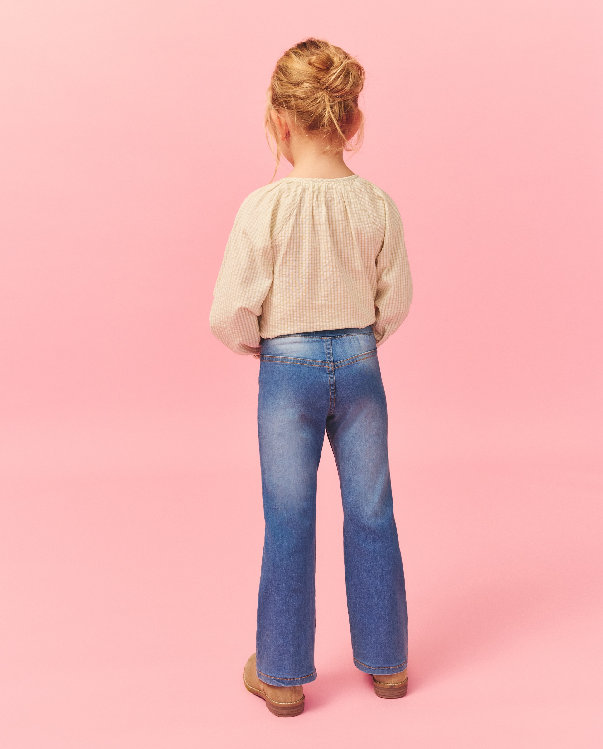 Blusa de Manga Comprida Romântica com Pregas à Frente e Peplum Kids El Corte Inglés Verde-3