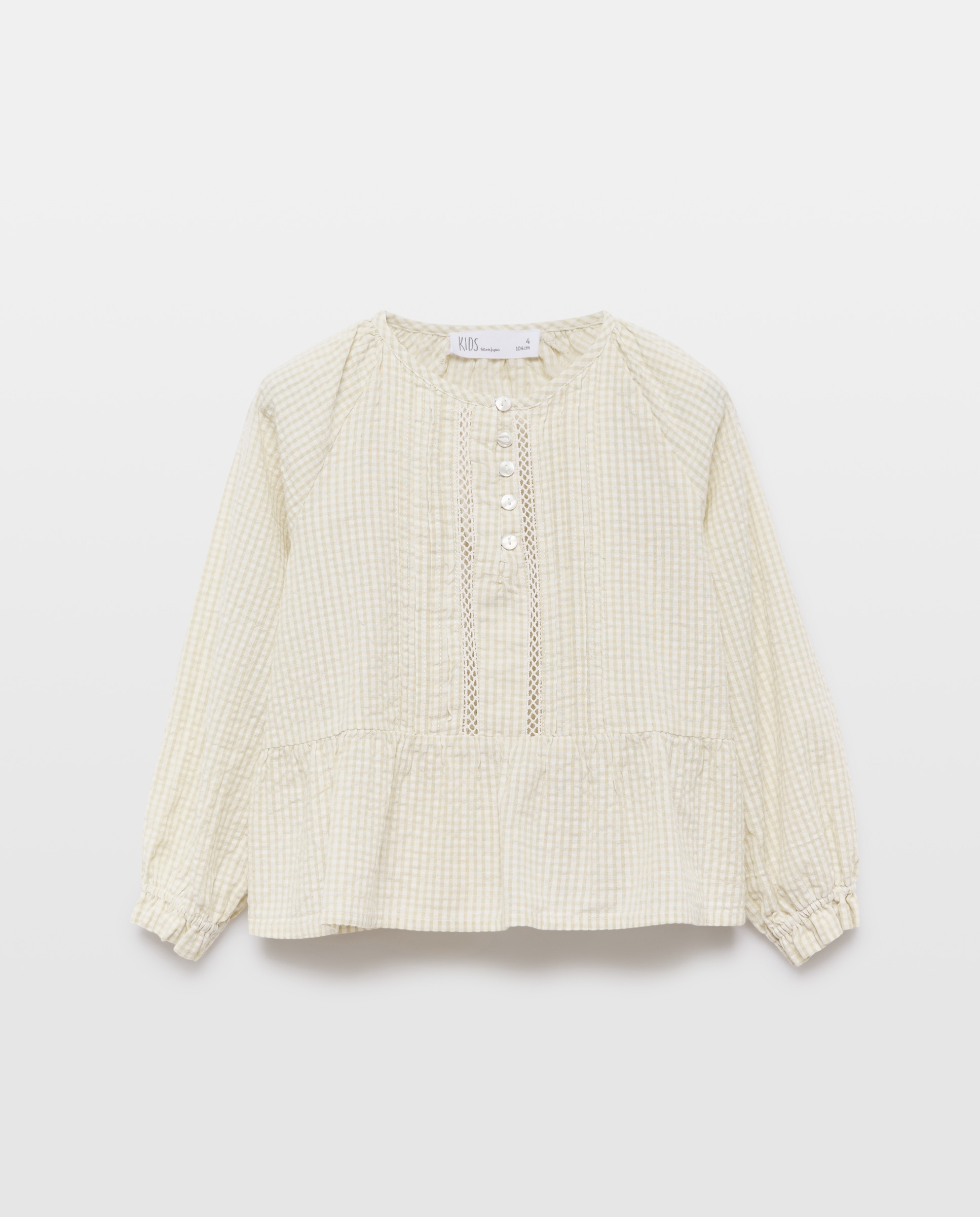 Blusa de Manga Comprida Romântica com Pregas à Frente e Peplum Kids El Corte Inglés Verde-4