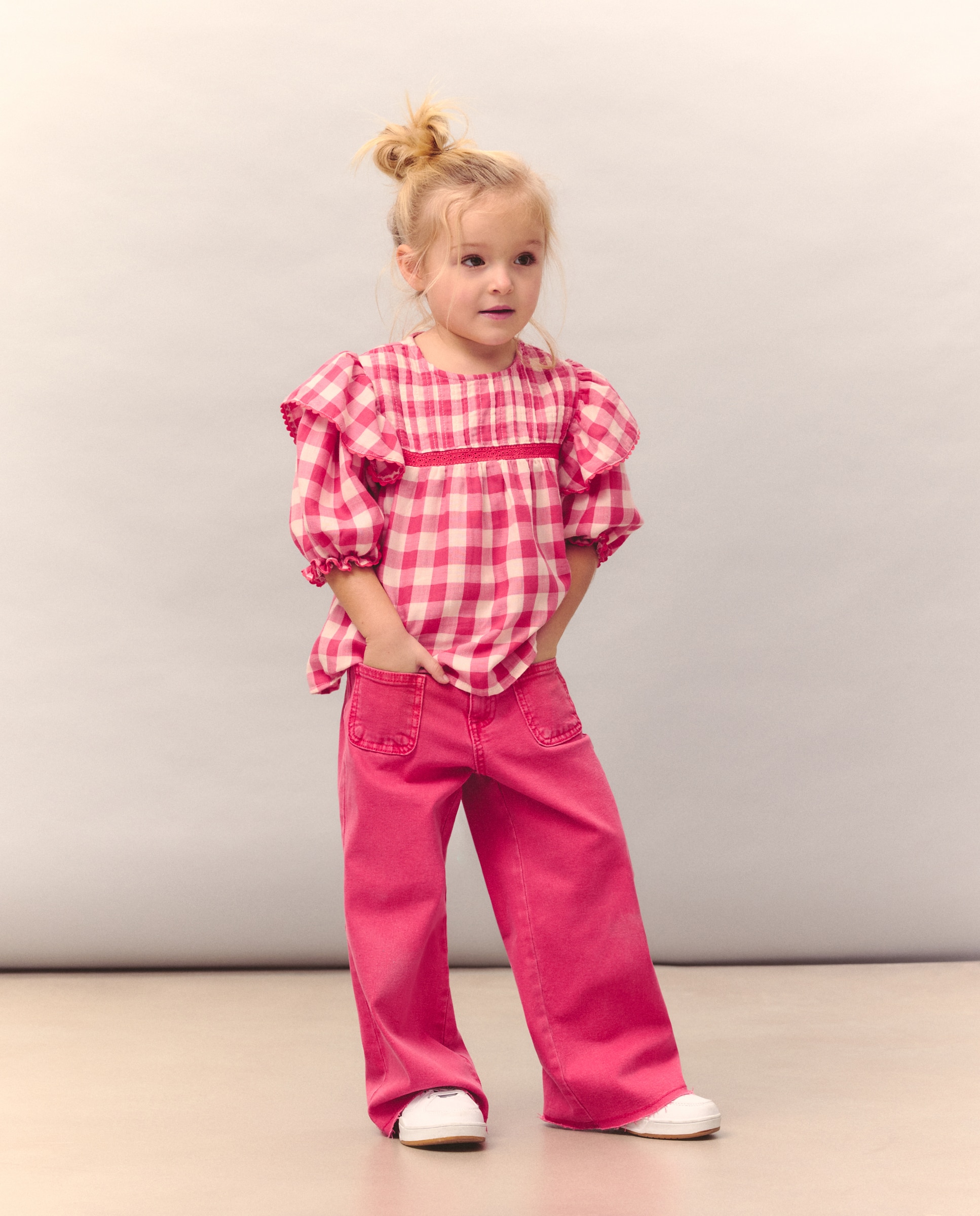 Blusa de Manga Comprida Romântica com Pregas e Folho no Ombro Vermelho-2