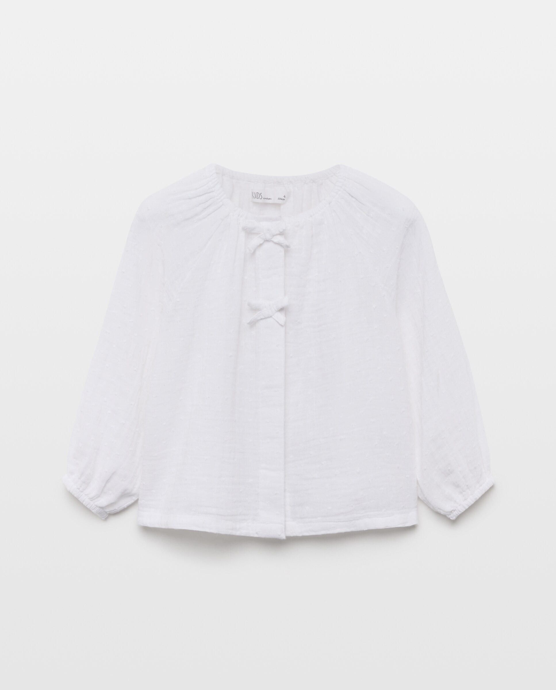 Imagem 0 de Blusa de Criança com Manga Comprida Fantasia em Chiffon Duplo com Plumetti e Fecho à Frente com Laços