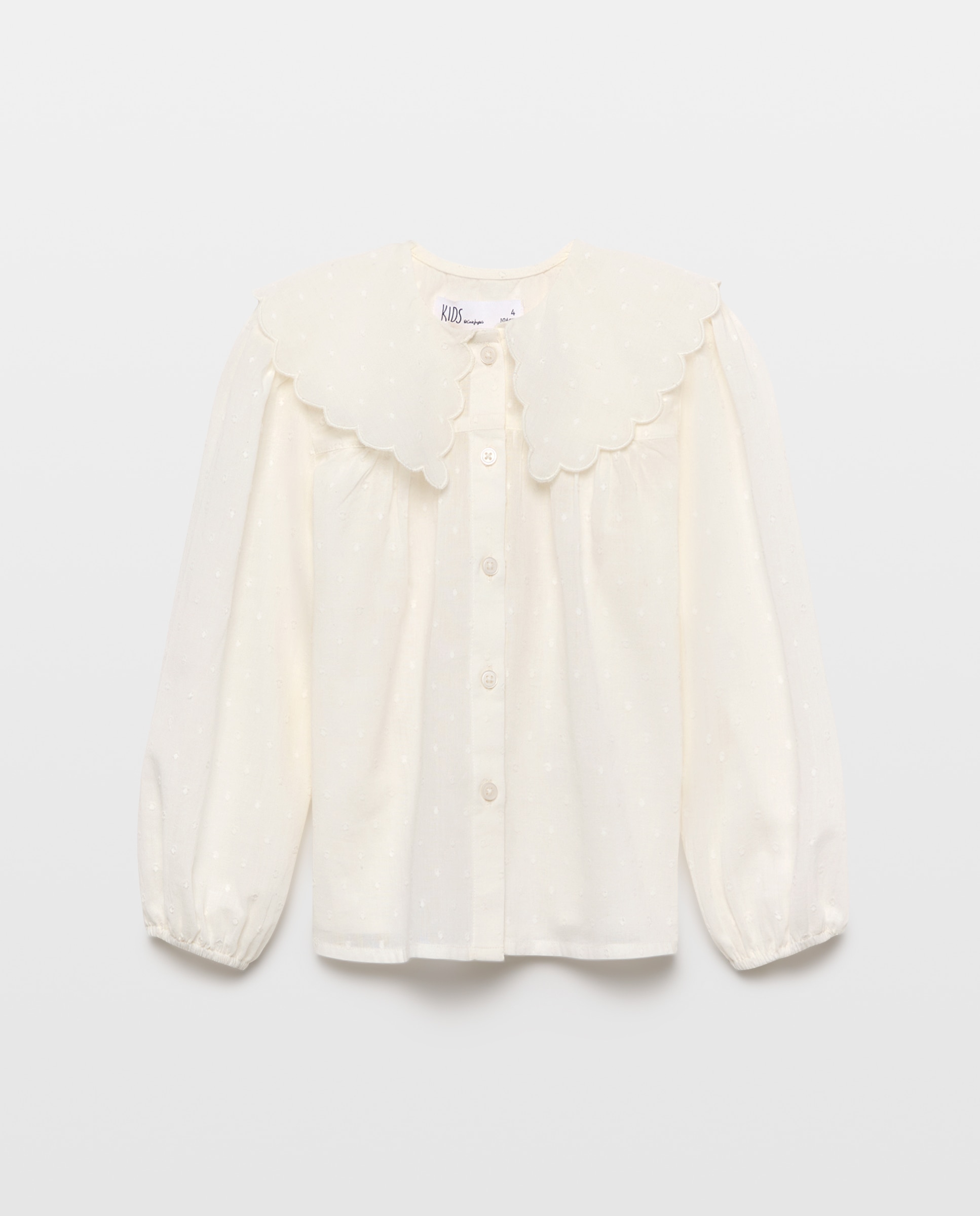 Imagem 0 de Blusa de Manga Comprida com All Over Print de Fantasia, Ponto Cruz Aberto à Frente com Gola com Scallop em Contraste