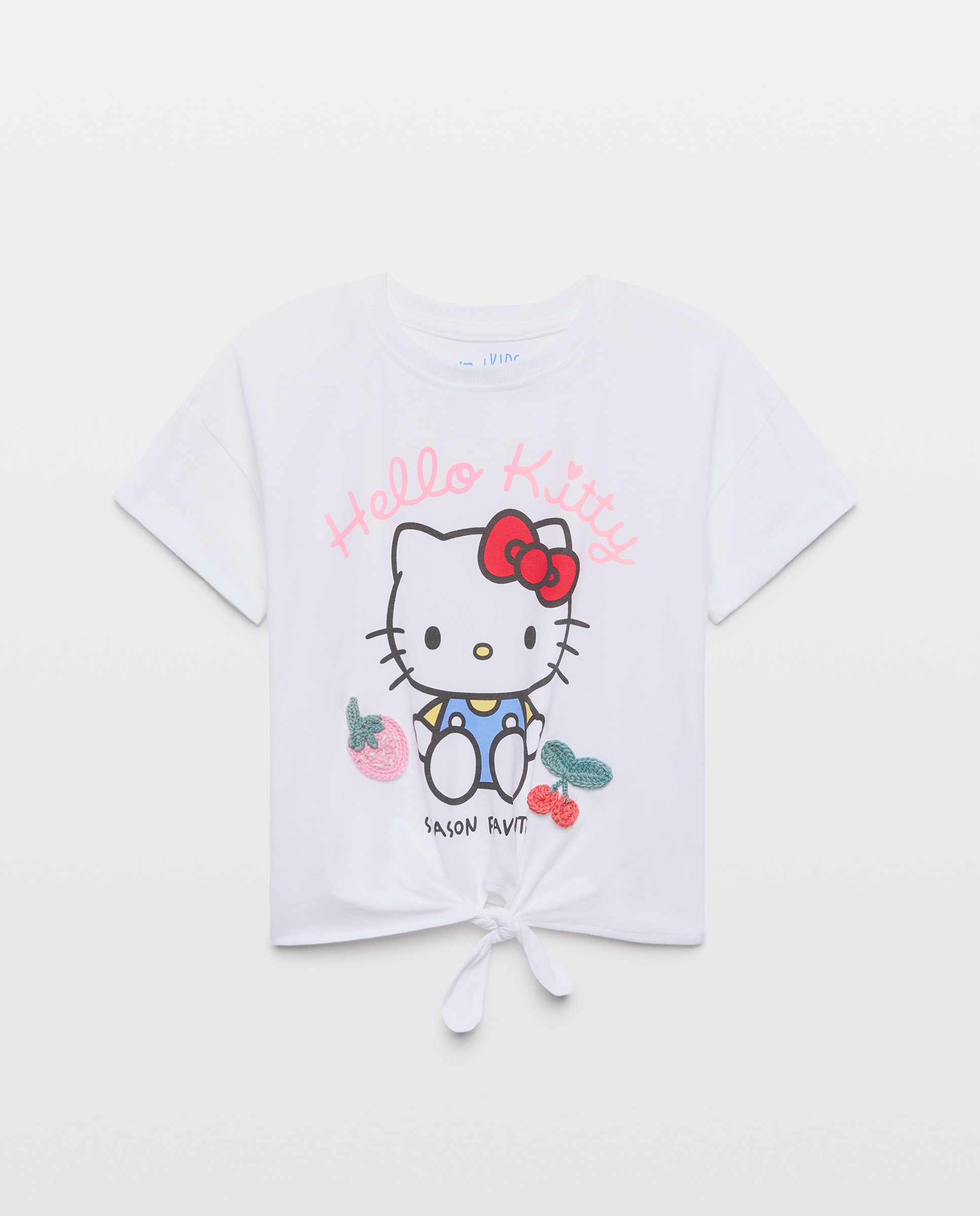 T-shirt de Manga Curta com Fantasia e Frutas Branco-4