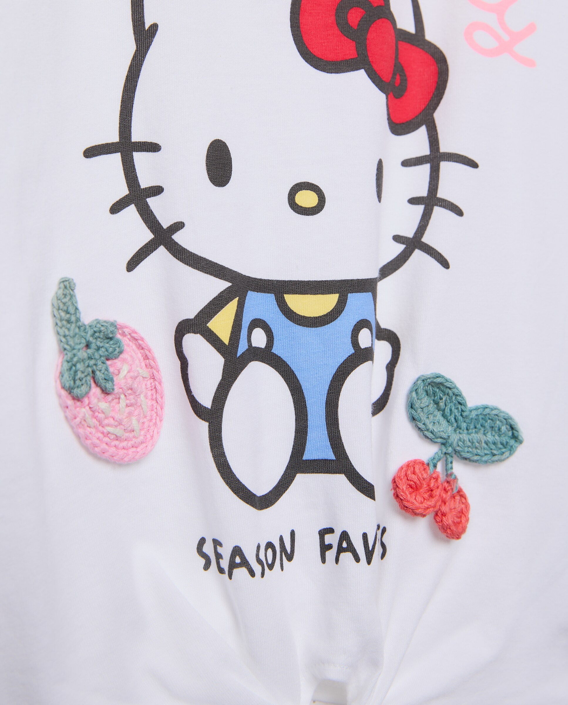 T-shirt de Manga Curta com Fantasia e Frutas Branco-5