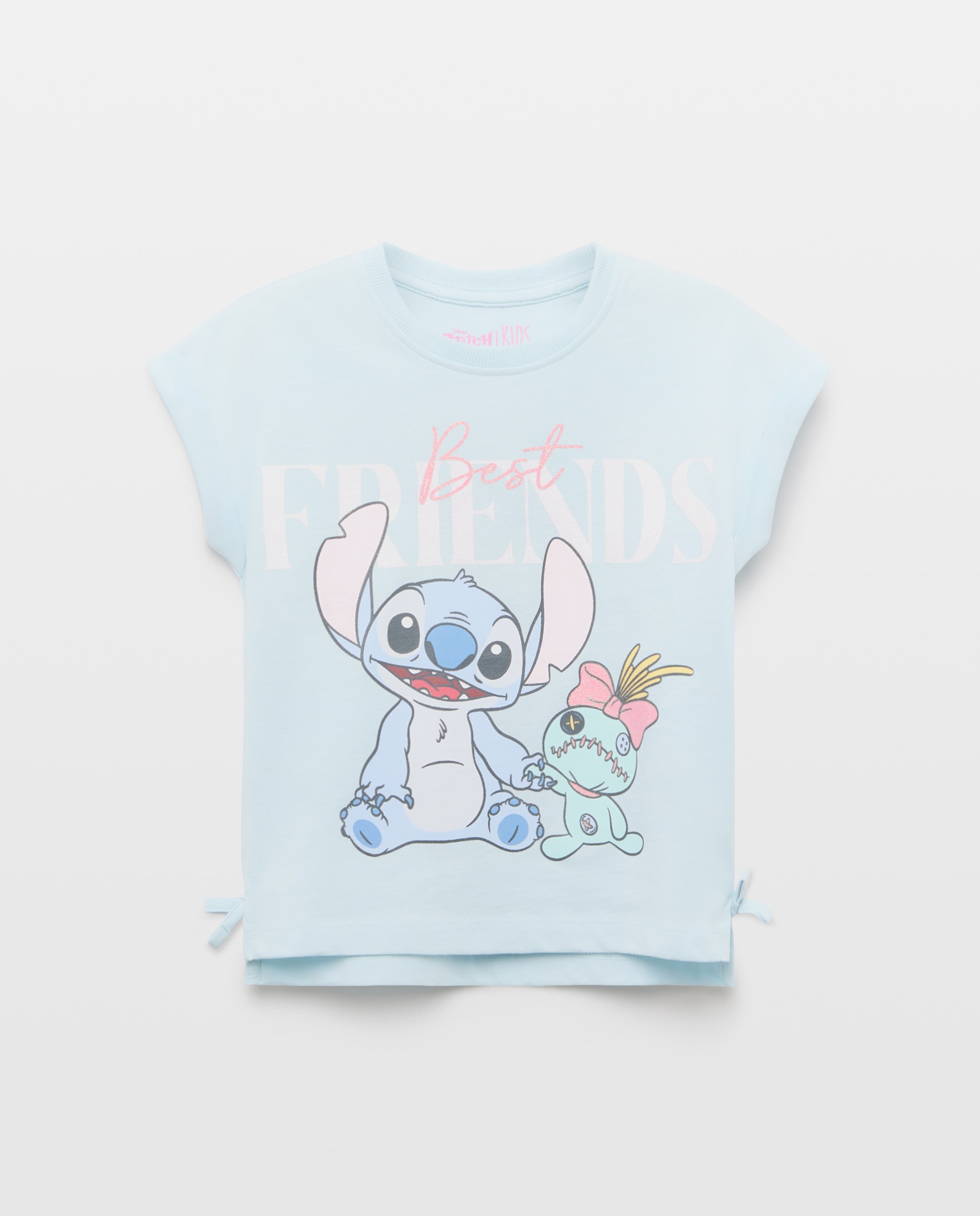 Camiseta de niña manga corta licencia print posicional STITCH con UPSON y lazos laterales - Kids El Corte Inglés - Azul marino Azul marino-4