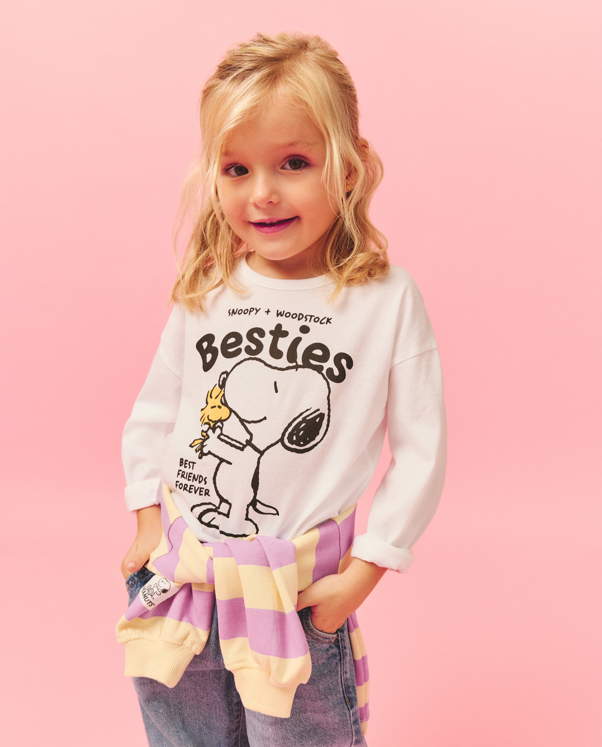 Imagem 0 de Camisola de Manga Comprida com Estampado Posicional Snoopy e Woodstock "Besties"