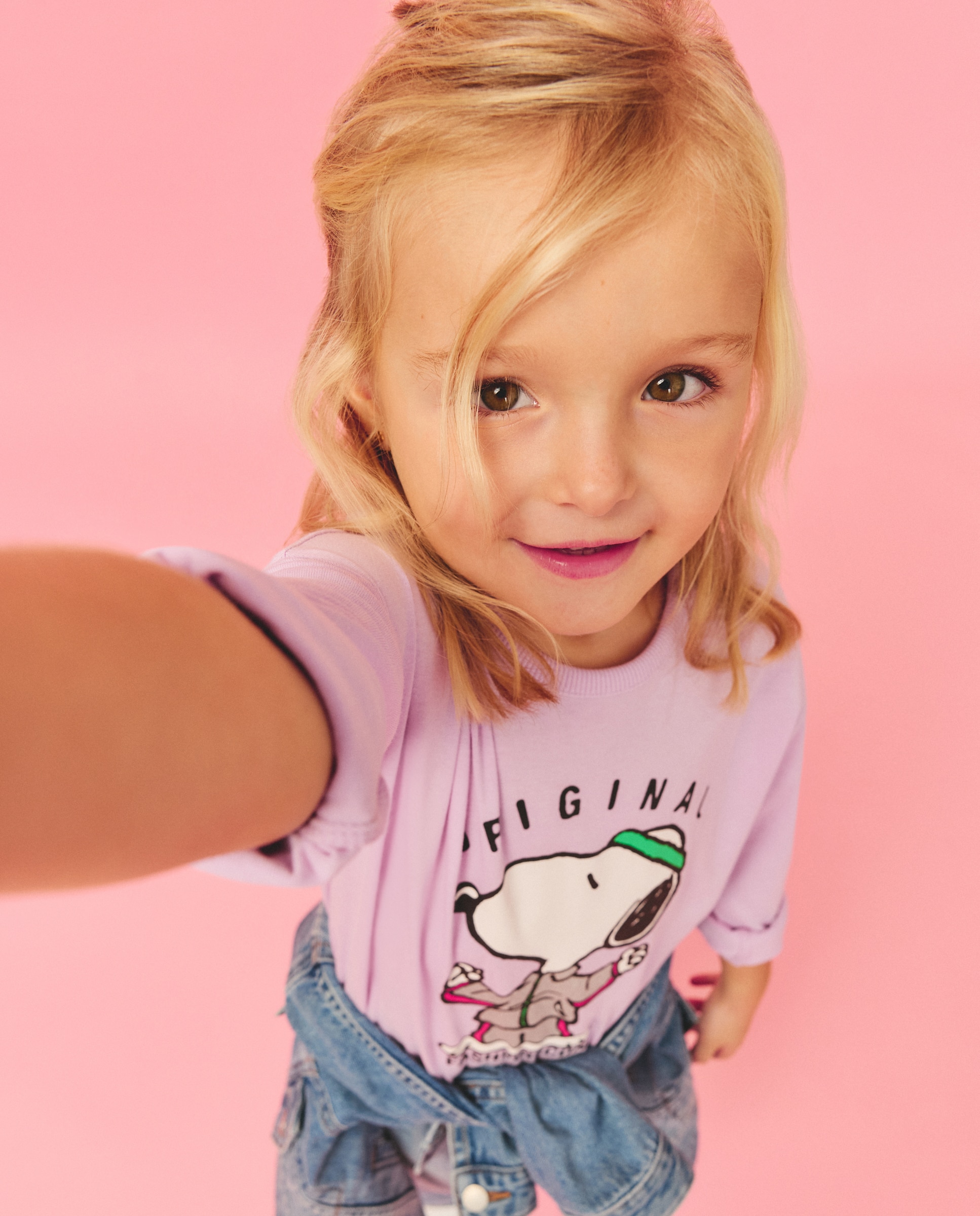 Camisola de Manga Comprida de Estampado Posicional Snoopy em Fato de Treino com Foil 282 Malva-2