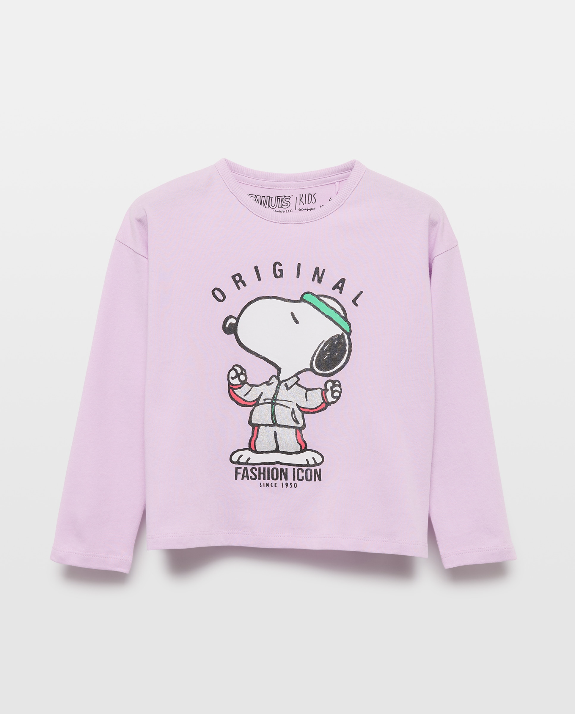 Camisola de Manga Comprida de Estampado Posicional Snoopy em Fato de Treino com Foil 282 Malva-4