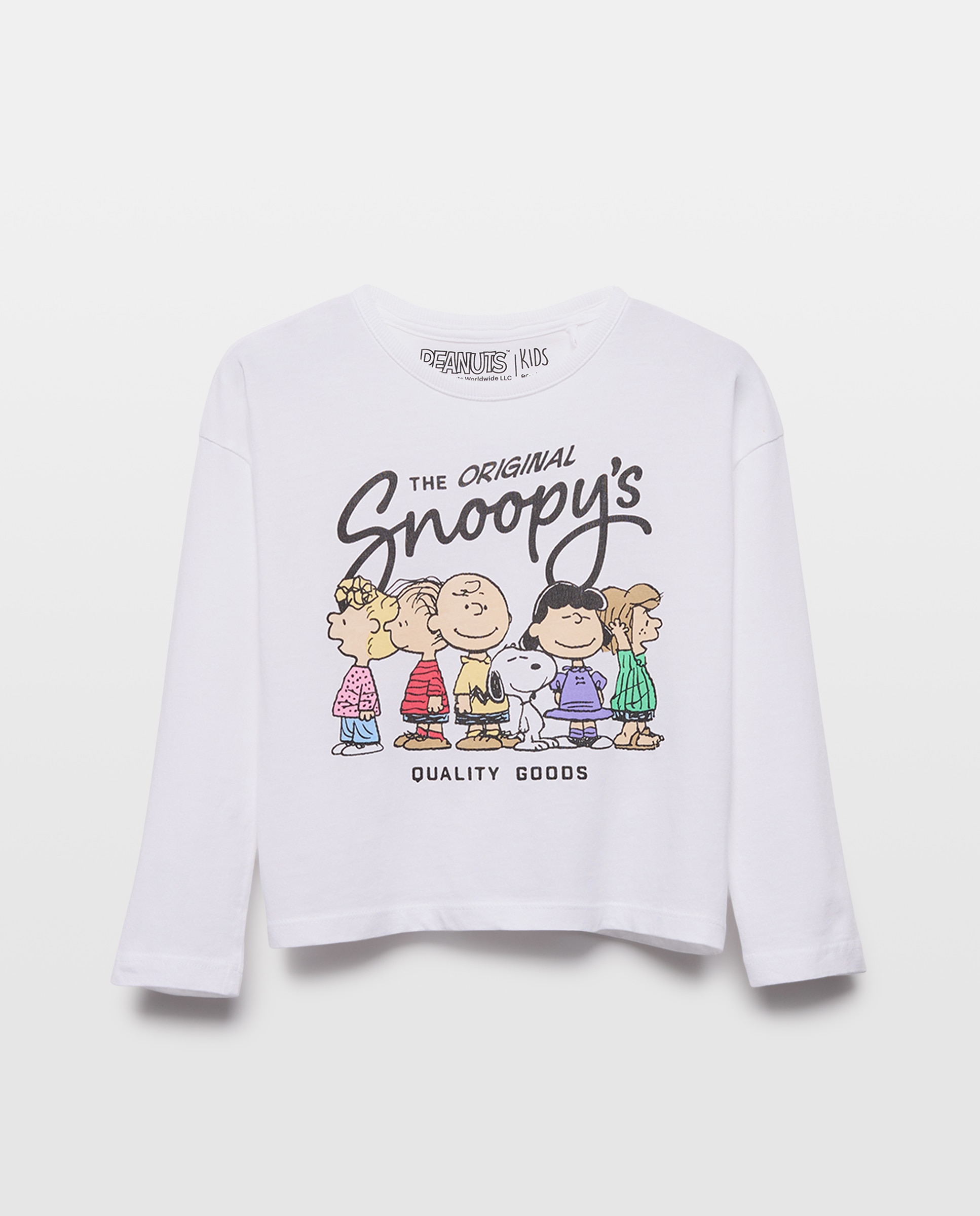 Camisola de Manga Comprida com Estampado Posicional Snoopy e o seu Grupo Branco-marfim-4