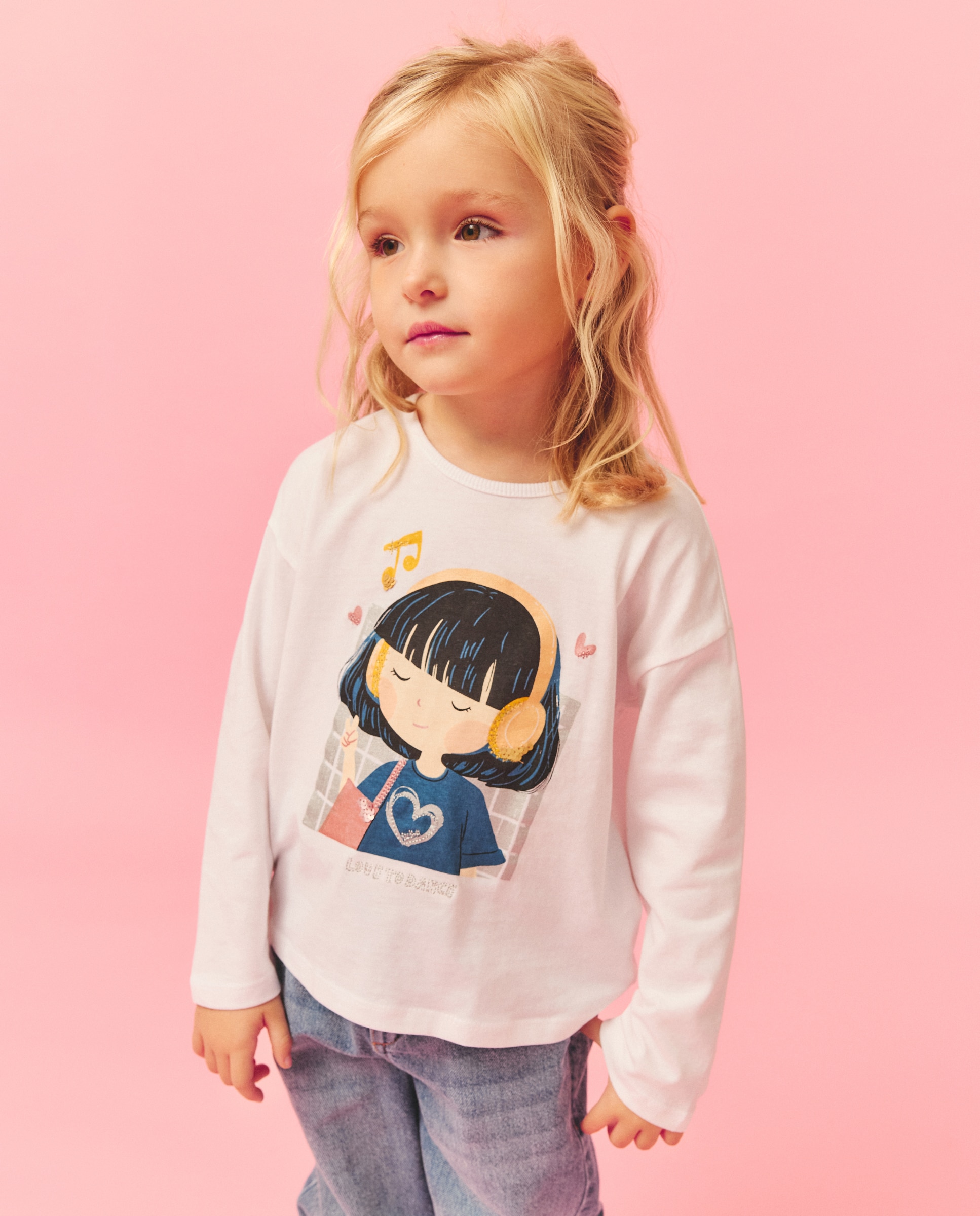 Imagem 0 de Camisola de Manga Comprida com Estampado Posicional Plano de Boneca "Mini Aitana" com Fio Metalizado e Lantejoulas