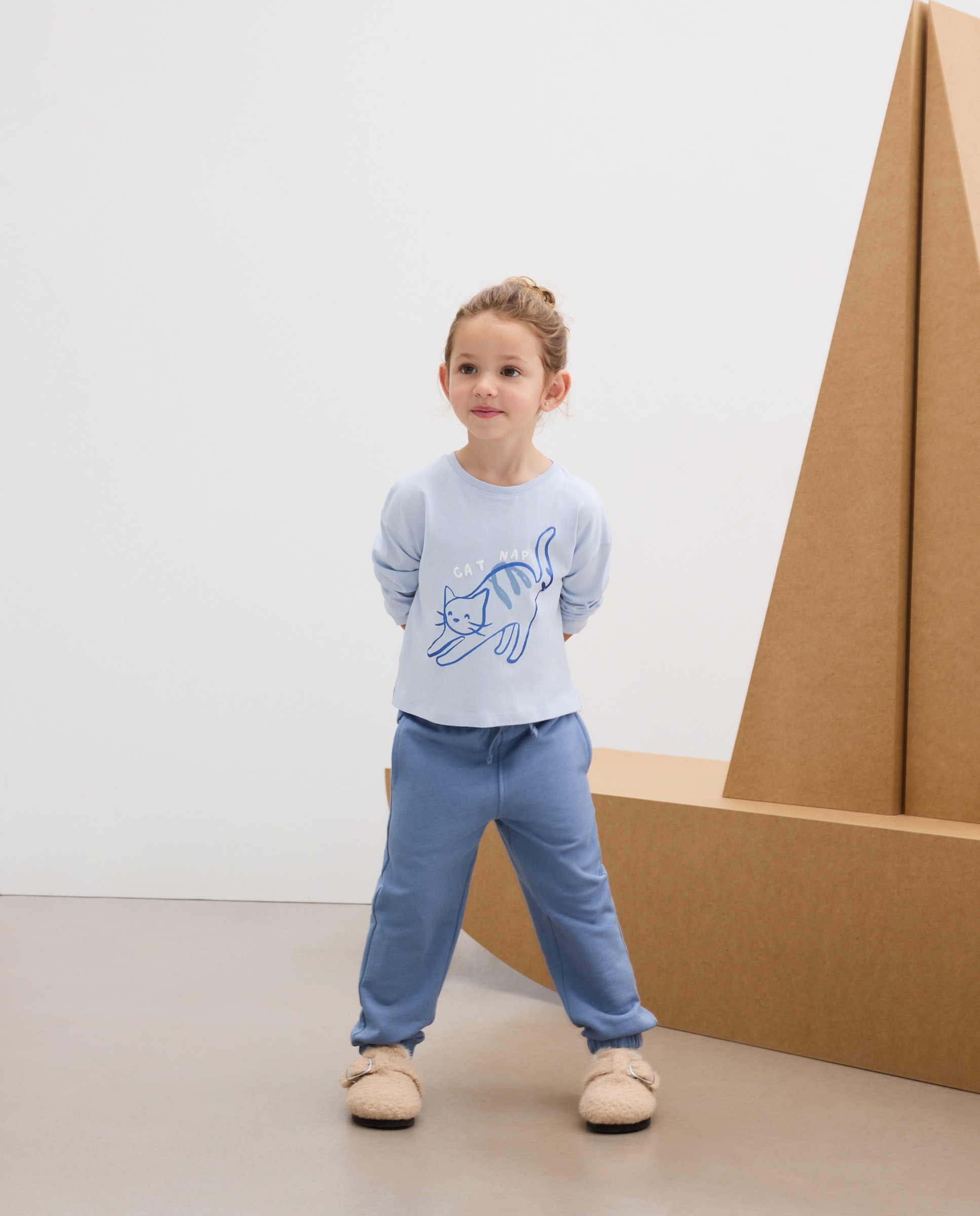 T-shirt de Criança com Manga Comprida com Estampado Posicional de Gato Kids El Corte Inglés Azul-2