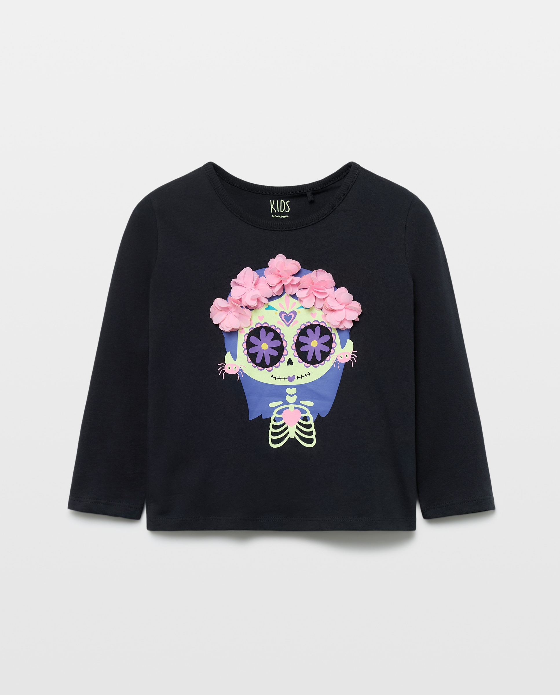 Imagen 0 de Camiseta manga larga Halloween Catrina glow in the dark de niña Gris