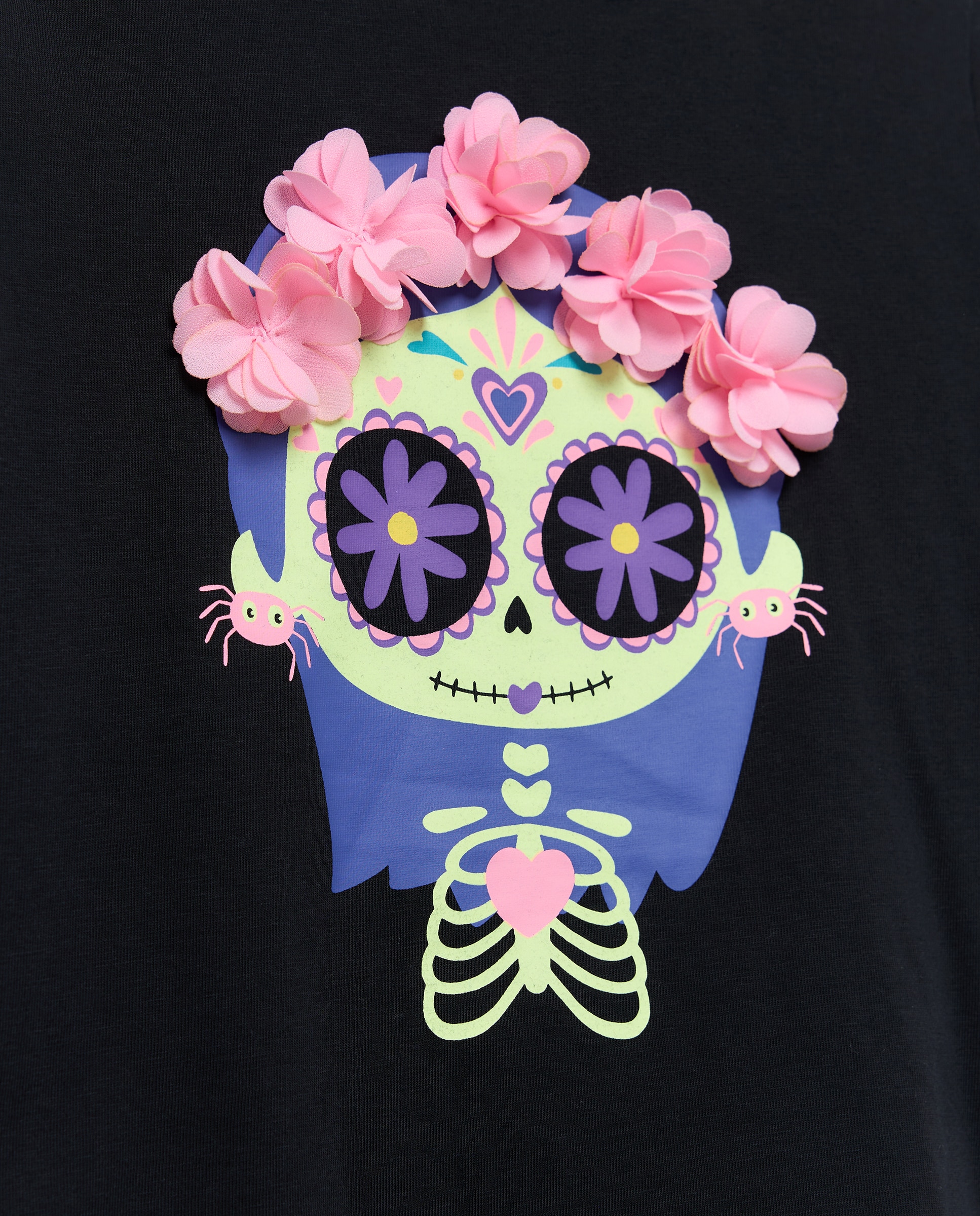 Camiseta manga larga Halloween Catrina glow in the dark de niña - Kids El Corte Inglés - Gris Gris-2
