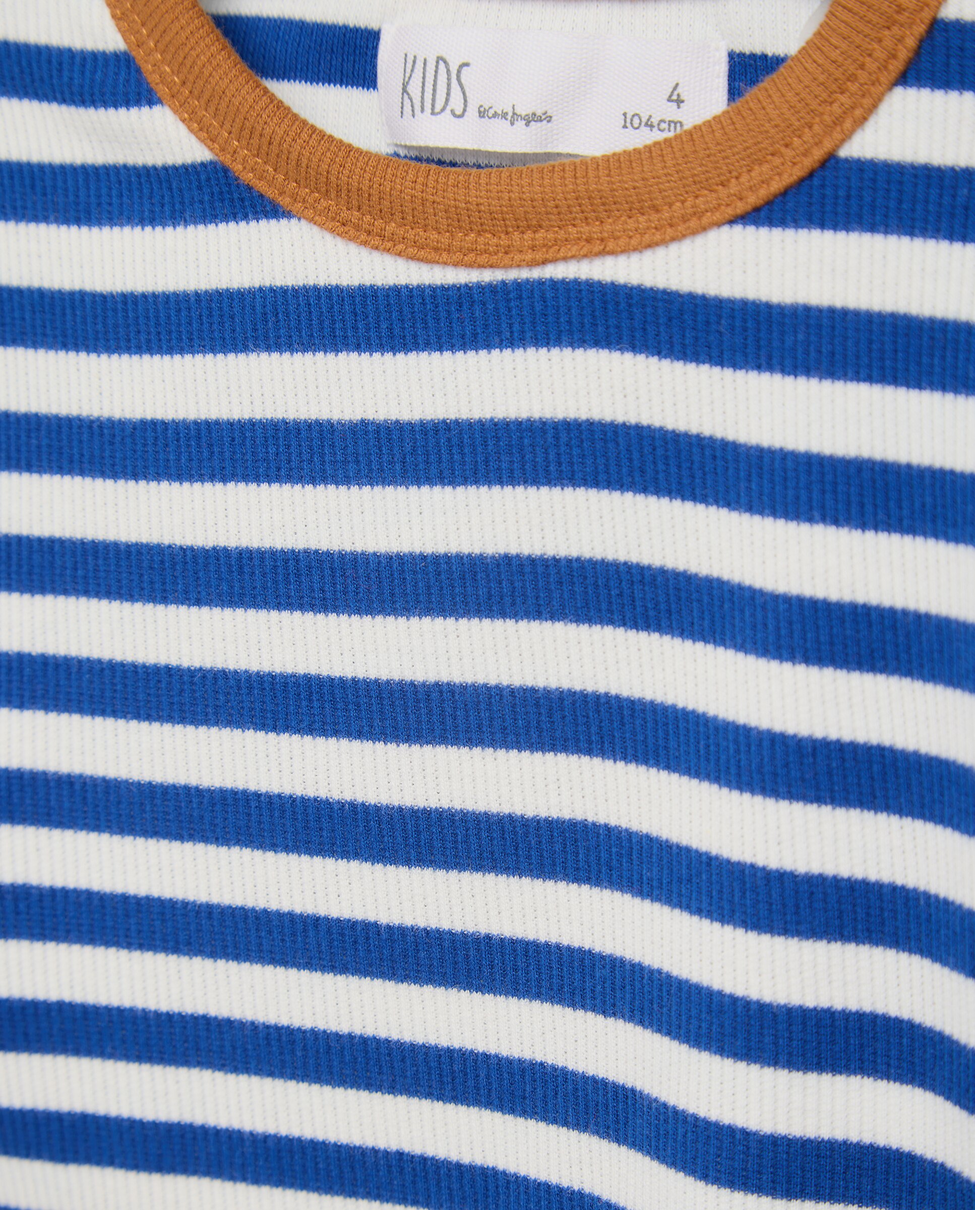 Camiseta manga larga rib rayas con vivo y overlock a contraste de niña - Kids El Corte Inglés - Azul Azul-5