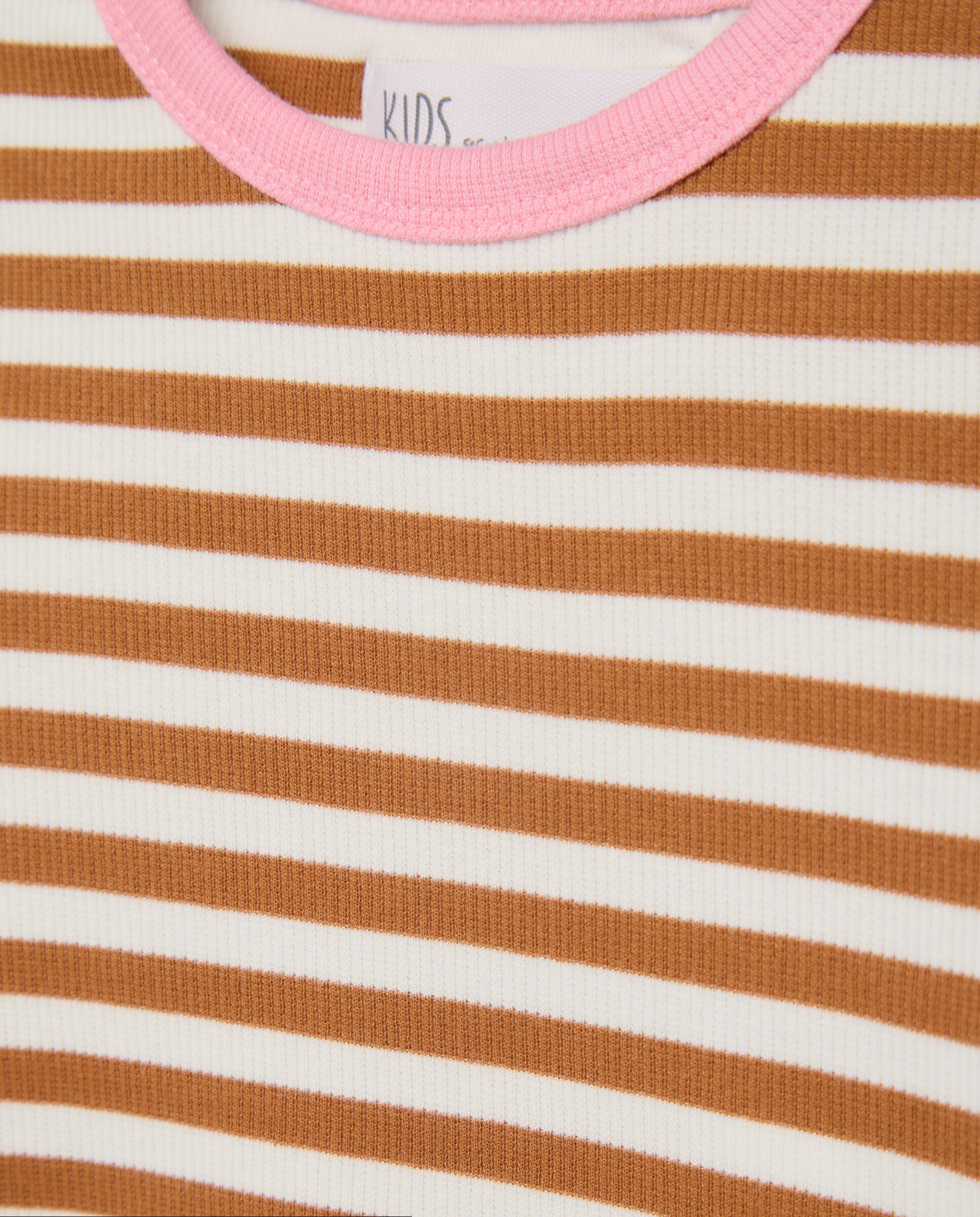 Camiseta manga larga rib rayas con vivo y overlock a contraste de niña - Kids El Corte Inglés - Marrón Marrón-5