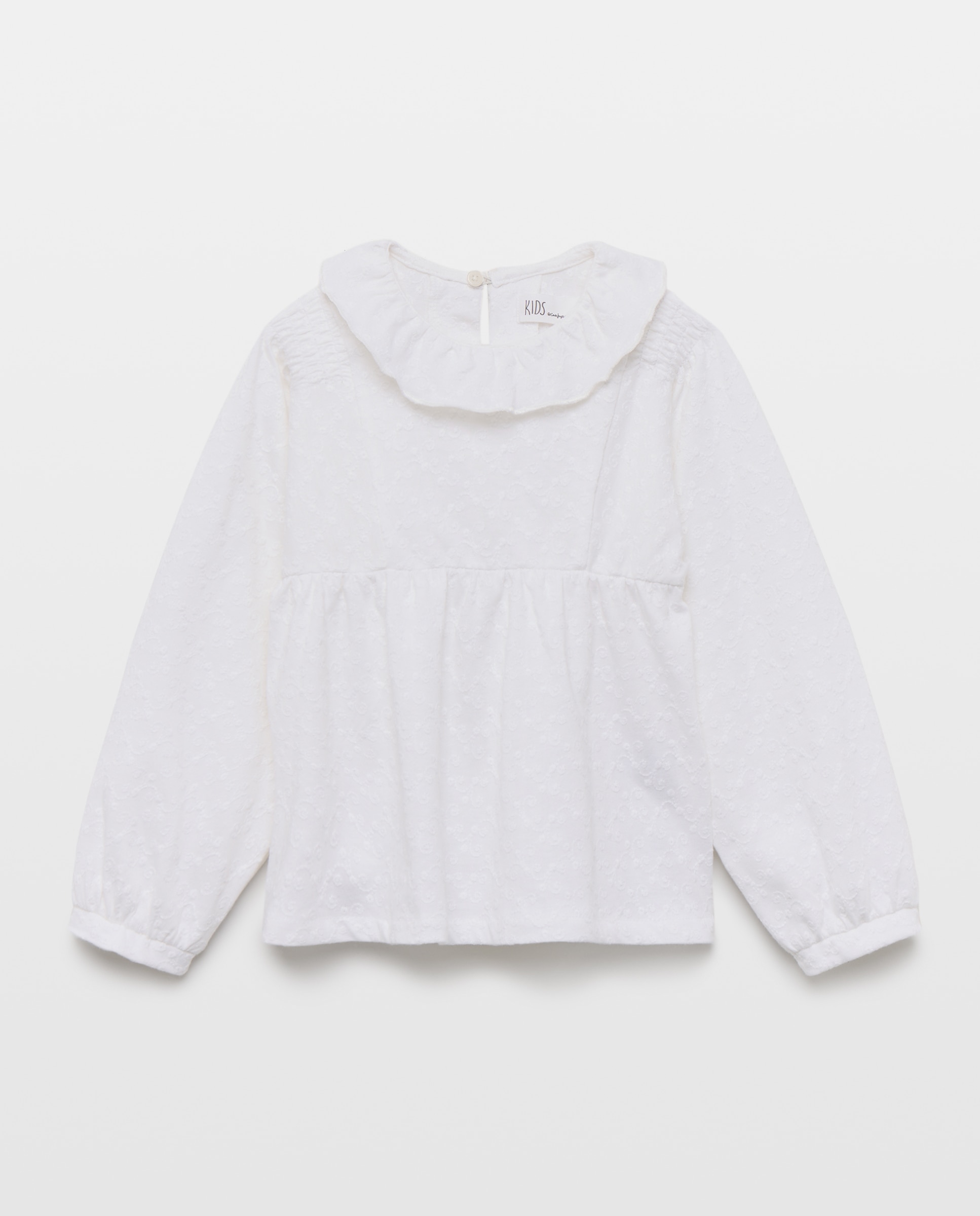 Camiseta romántica all embroidery con cuello volante de niña - Kids El Corte Inglés - Blanco roto Blanco roto-4