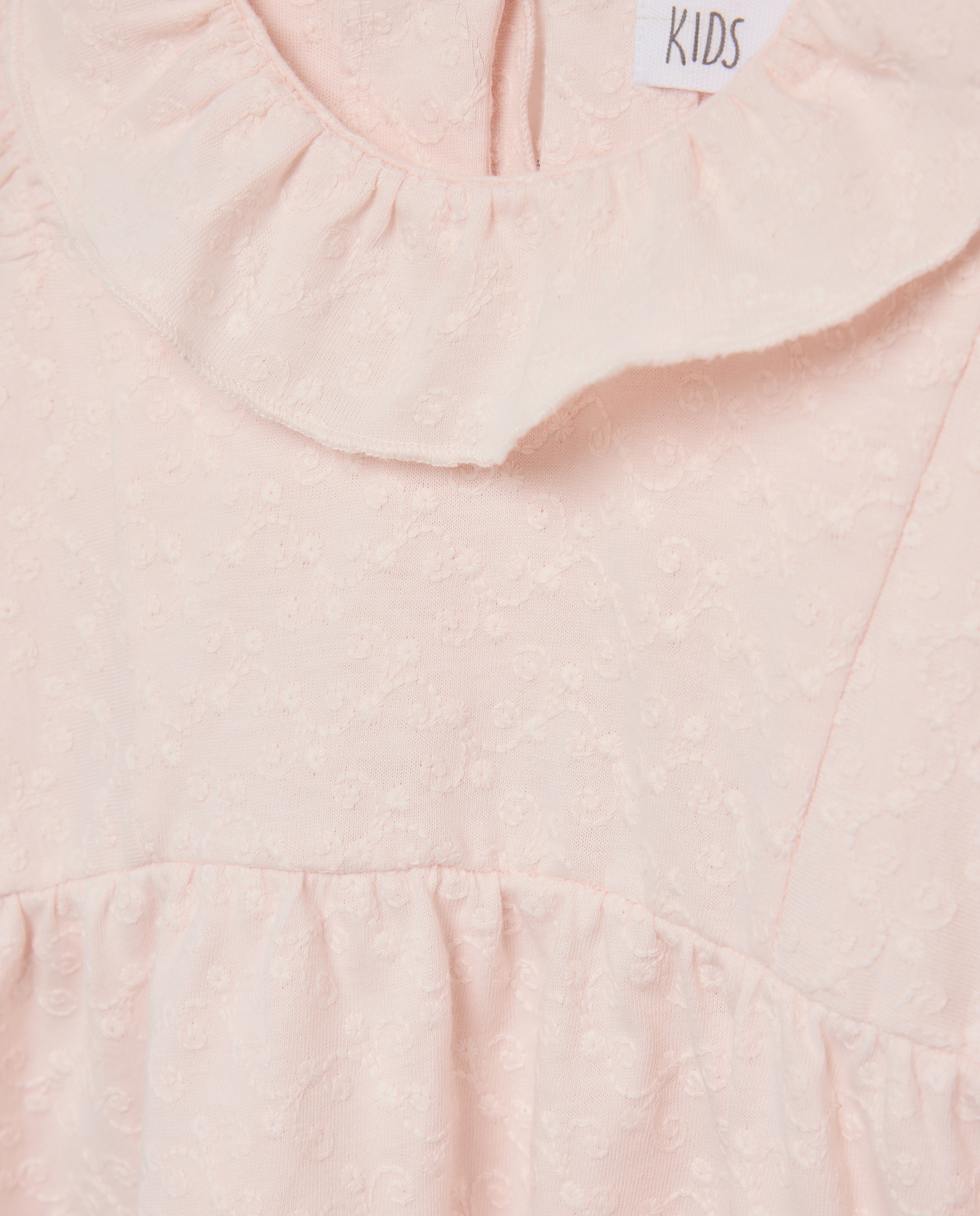 T-shirt Romântica de Criança toda bordada com gola de folho Rosa-claro-5