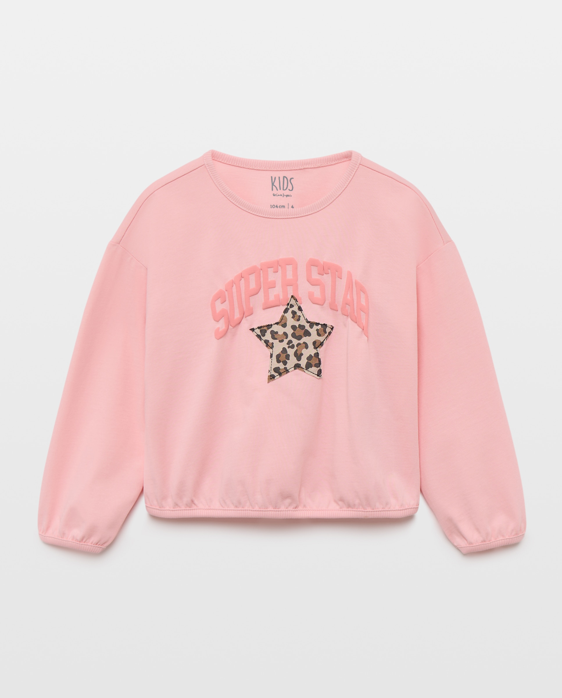 Camiseta manga larga print posicional y patch de estrella en mancha animal de niña - Kids El Corte Inglés - Rosa Rosa-1