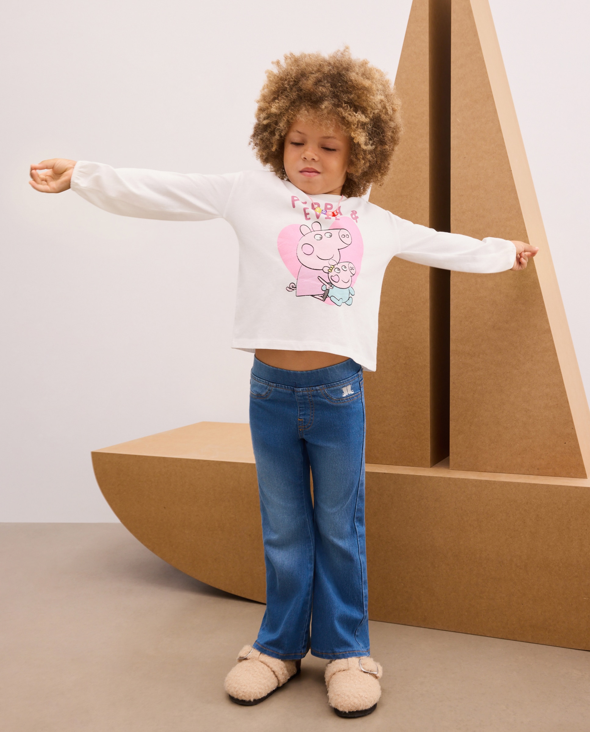 Camiseta manga larga con print posicional PEPPA PIG con corazón de niña - Kids El Corte Inglés - Blanco Blanco-2