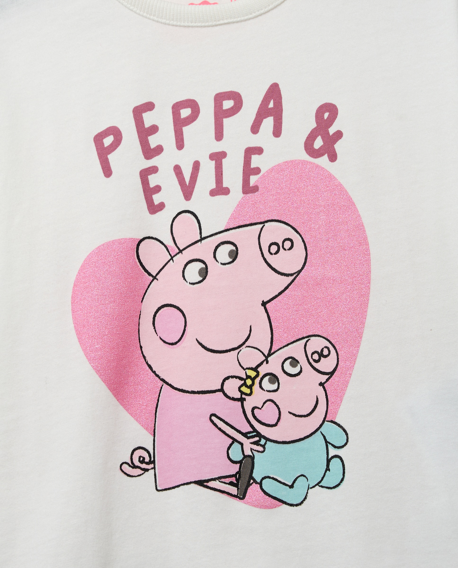Camiseta manga larga con print posicional PEPPA PIG con corazón de niña - Kids El Corte Inglés - Blanco Blanco-5