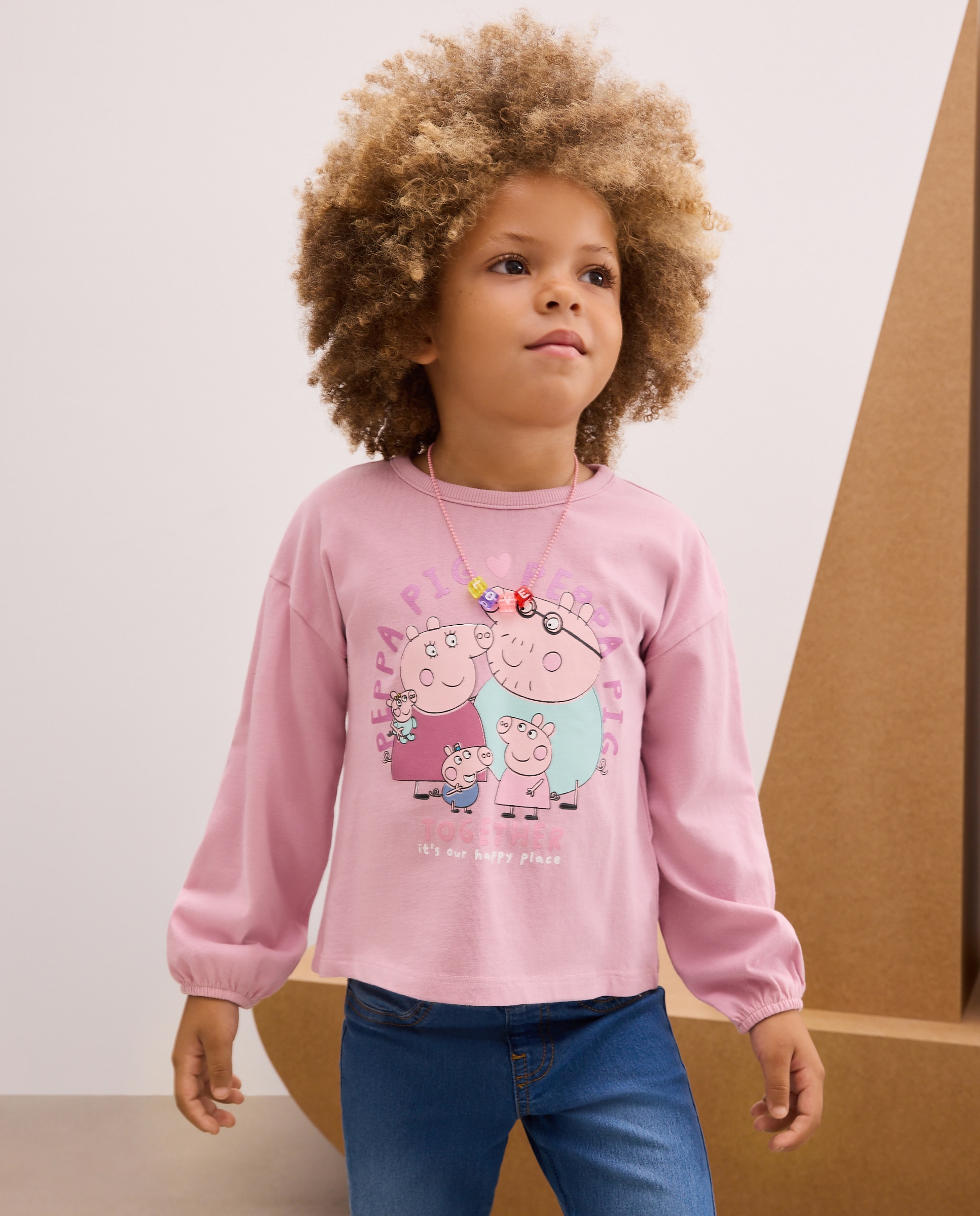 Camiseta manga larga con print posicional familia al completo PEPPA PIG de niña - Kids El Corte Inglés - Rosa Rosa-1