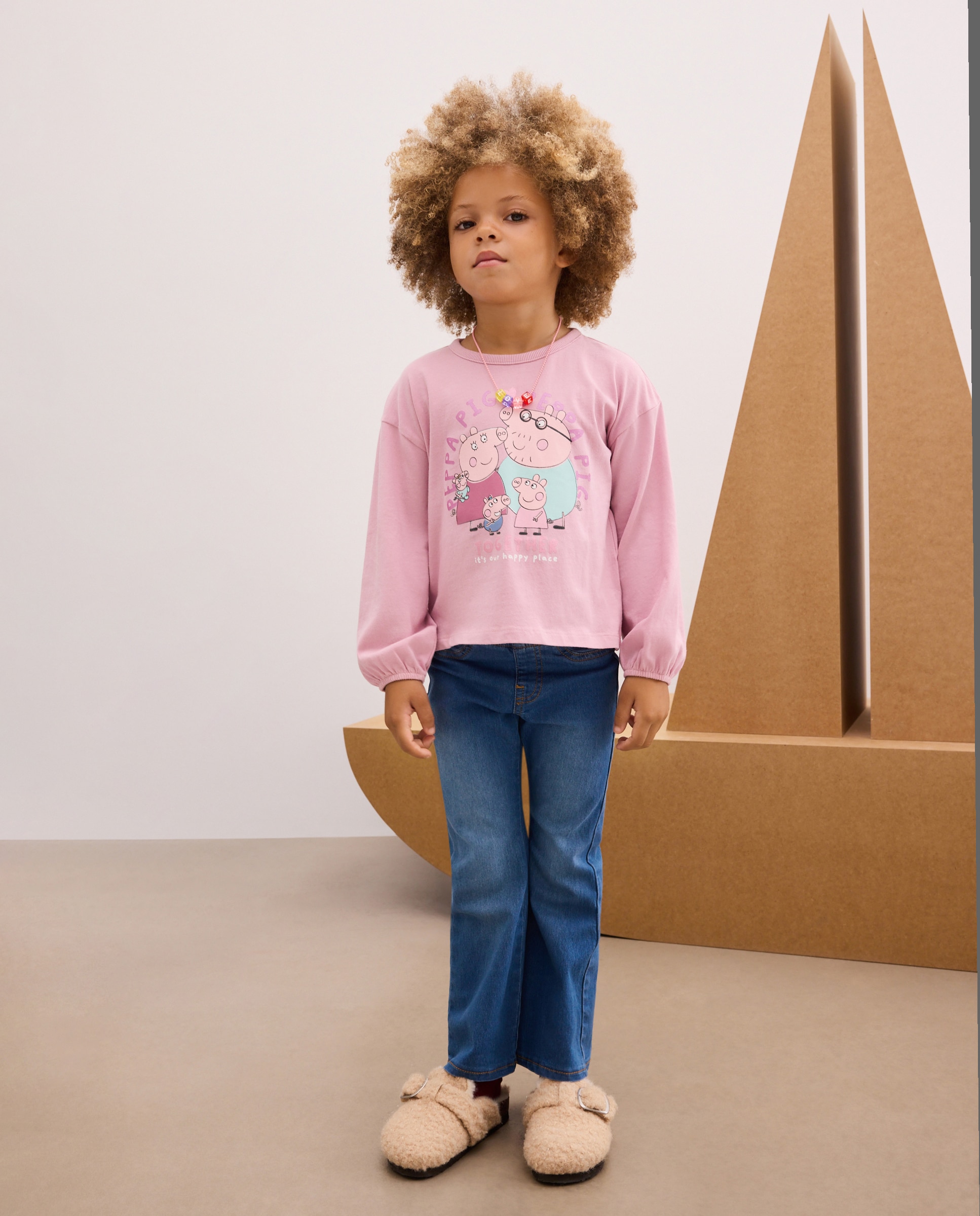 Camiseta manga larga con print posicional familia al completo PEPPA PIG de niña - Kids El Corte Inglés - Rosa Rosa-2