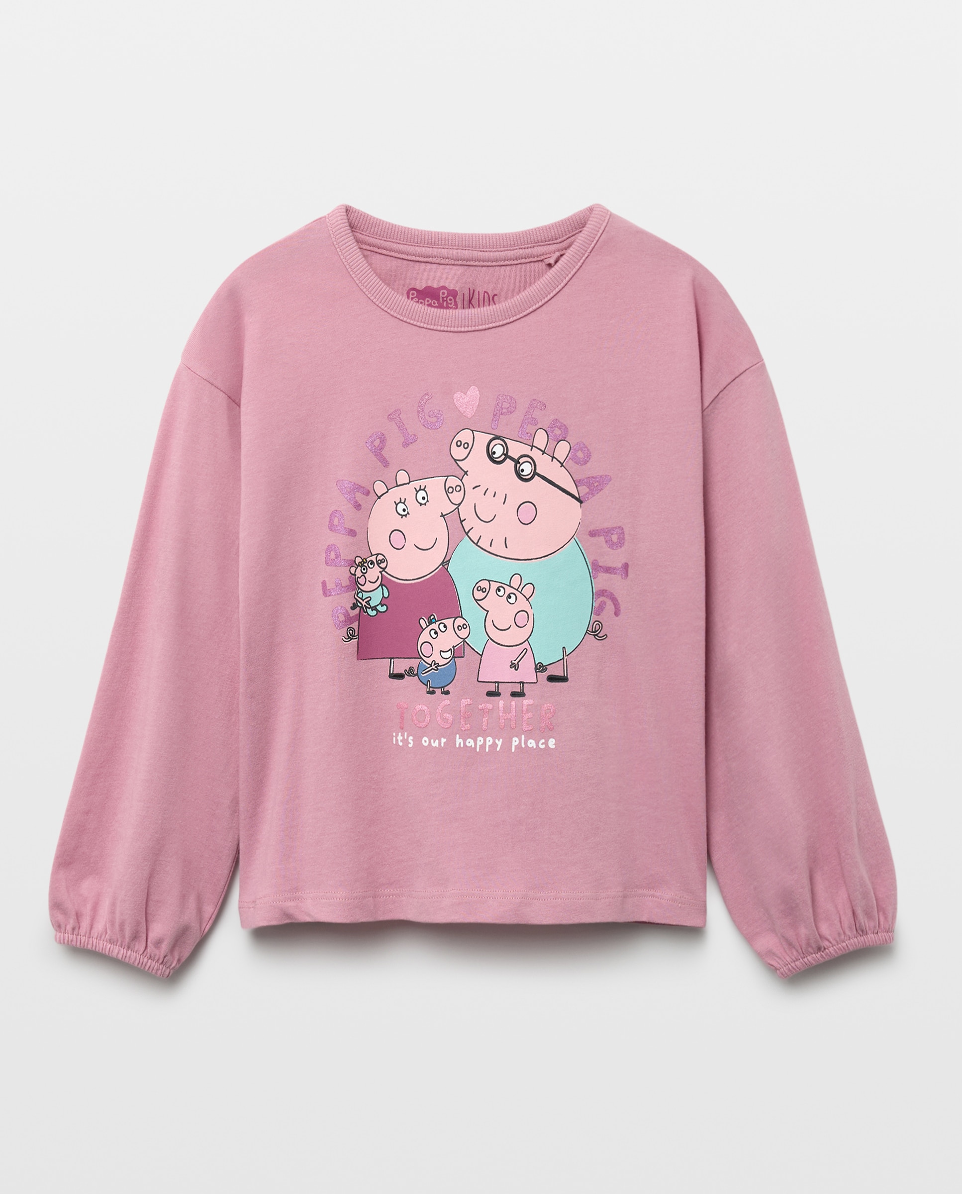 Camiseta manga larga con print posicional familia al completo PEPPA PIG de niña - Kids El Corte Inglés - Rosa Rosa-4