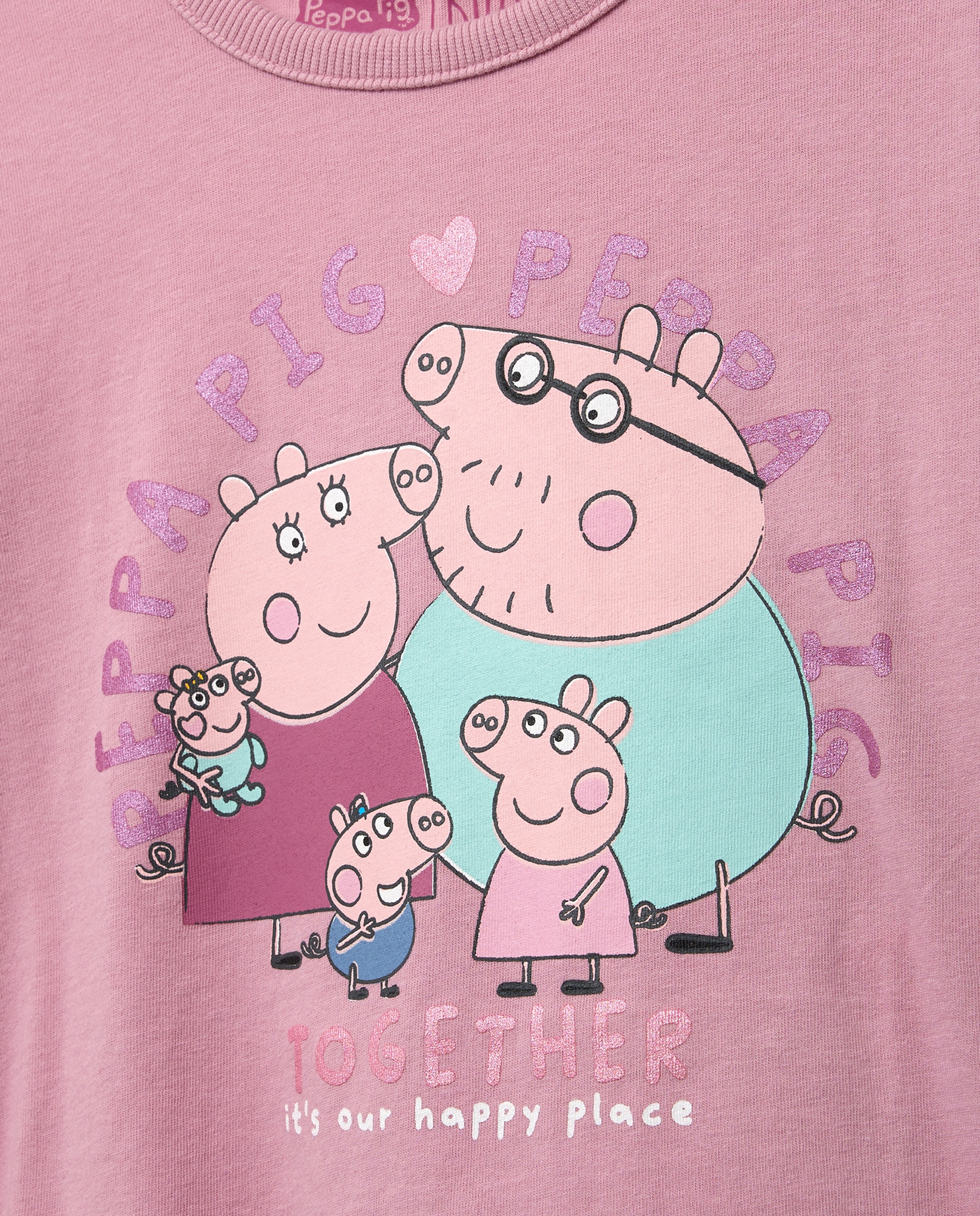 Camiseta manga larga con print posicional familia al completo PEPPA PIG de niña - Kids El Corte Inglés - Rosa Rosa-5