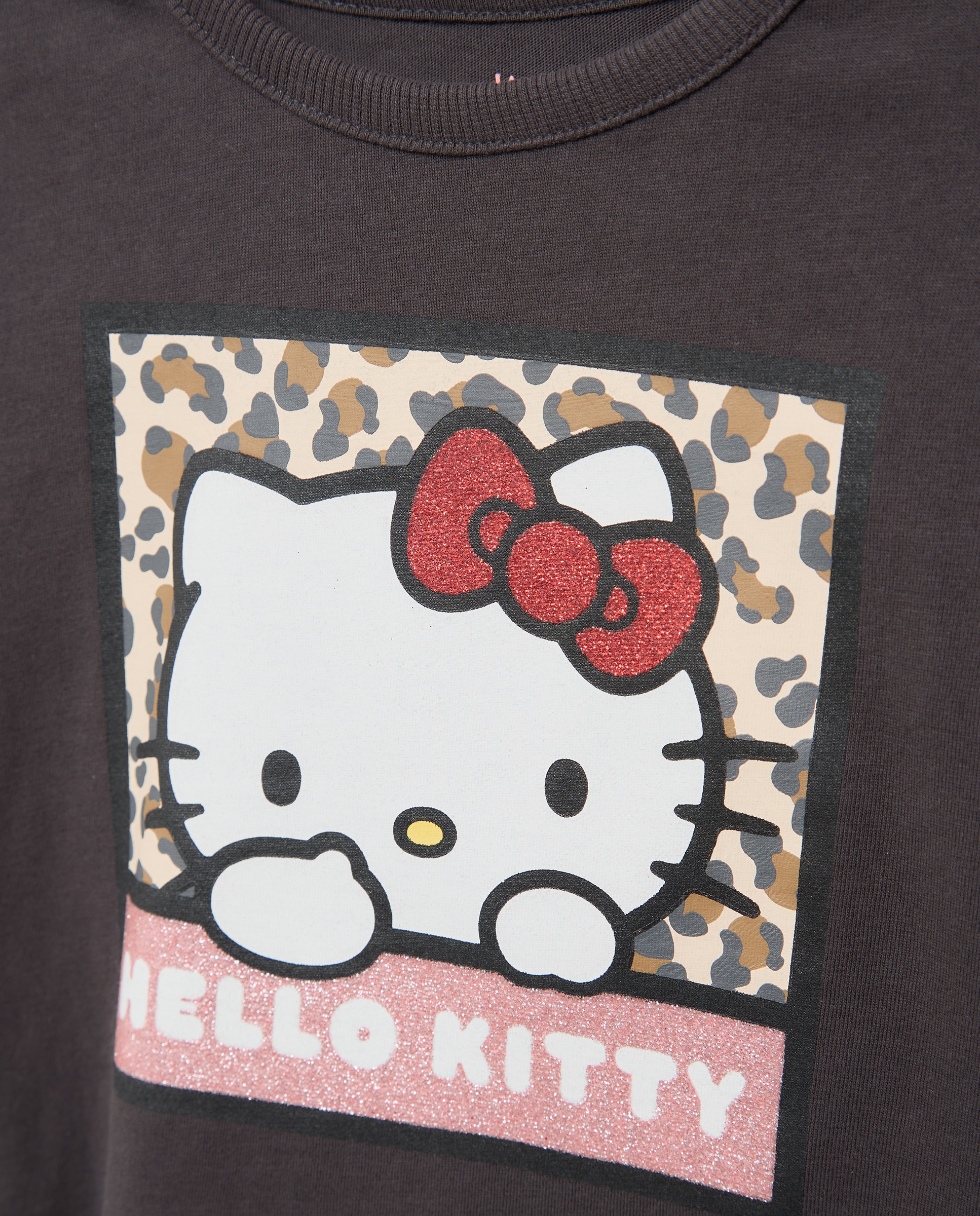 Camiseta manga larga con print posicional "HELLO KITTY en cuadro con print animal" de niña - Kids El Corte Inglés - Gris Gris-2