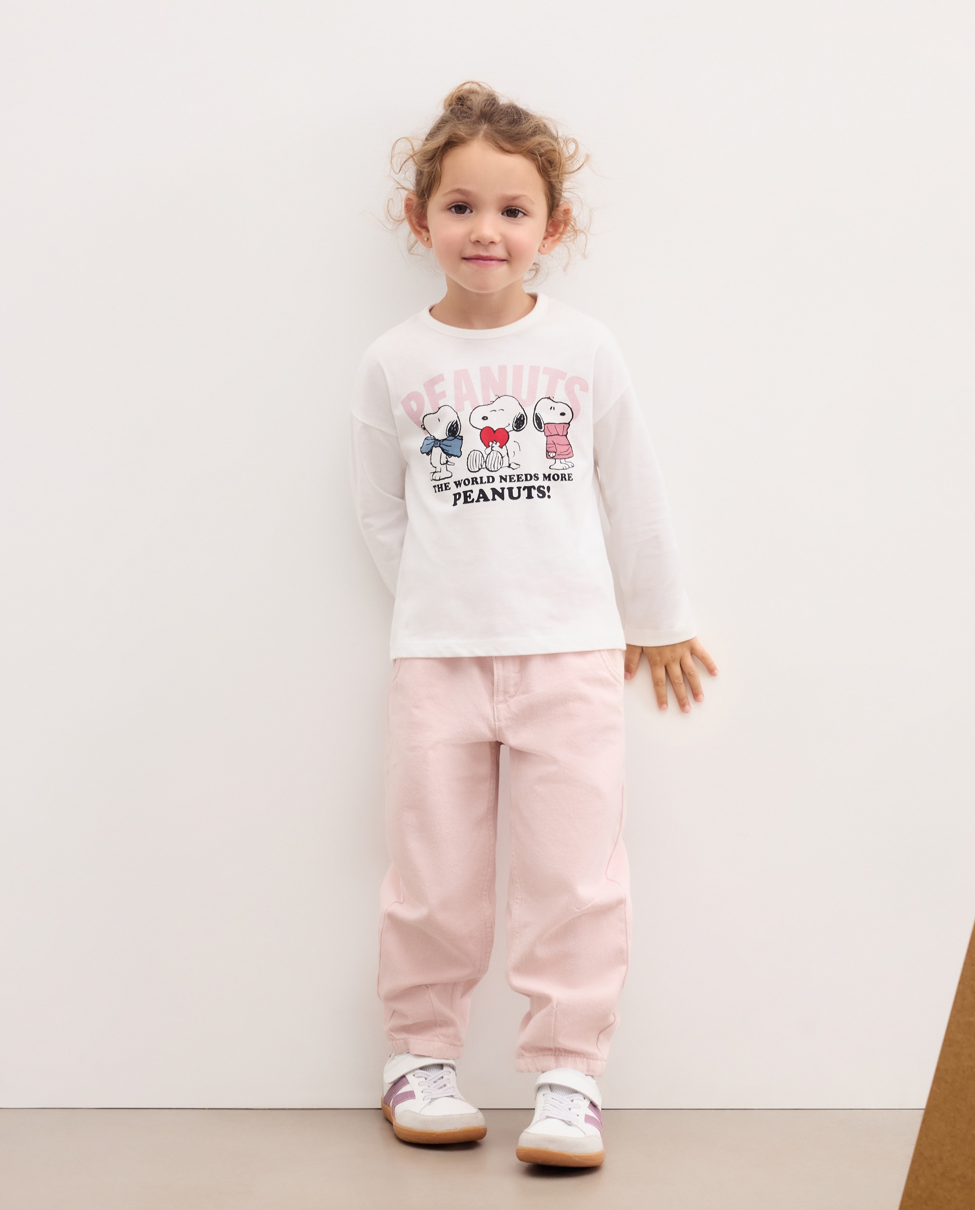 Camiseta manga larga con print posicional SNOOPY con corazón de niña - Kids El Corte Inglés - Blanco Blanco-1