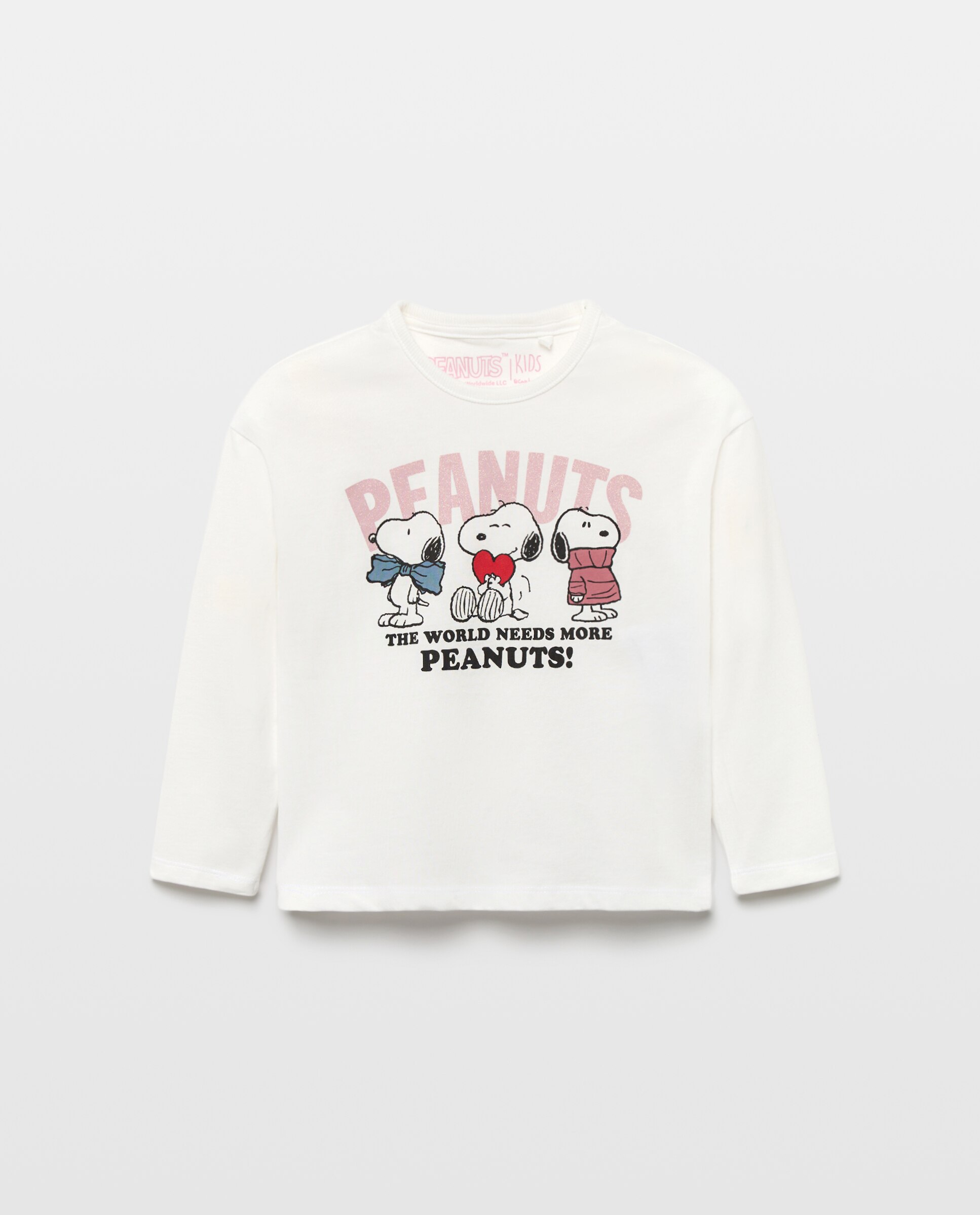 Camiseta manga larga con print posicional SNOOPY con corazón de niña - Kids El Corte Inglés - Blanco Blanco-4