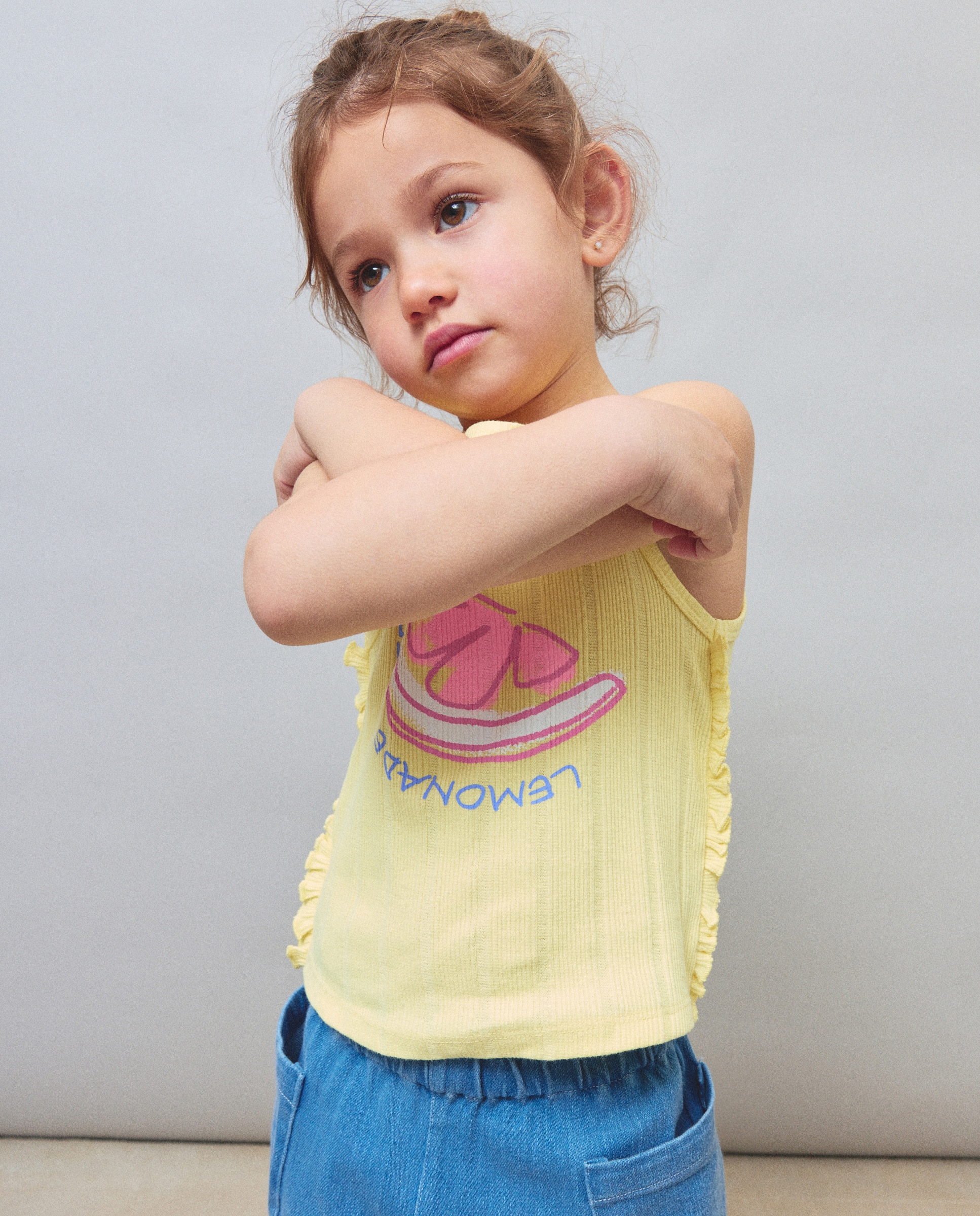 Camiseta de tirantes con volante en los laterales de niña - Kids El Corte Inglés - 310 Amarillo claro 310 Amarillo claro-1
