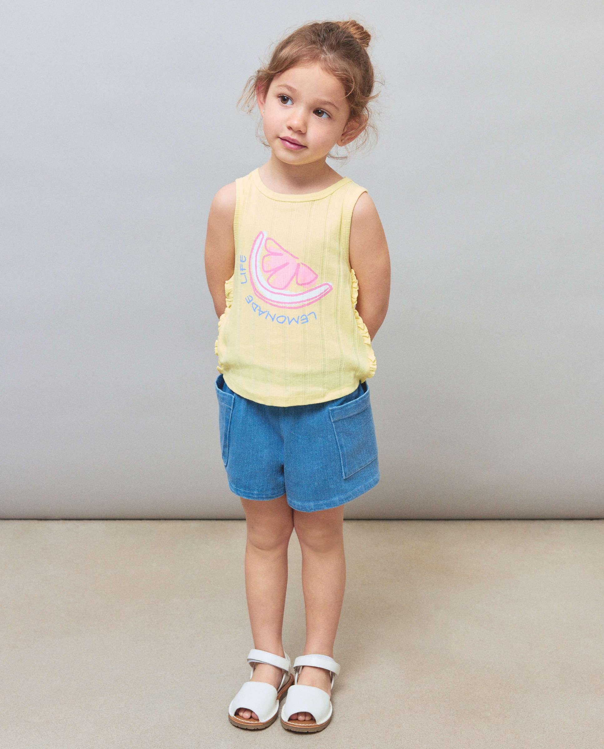 Camiseta de tirantes con volante en los laterales de niña - Kids El Corte Inglés - 310 Amarillo claro 310 Amarillo claro-2