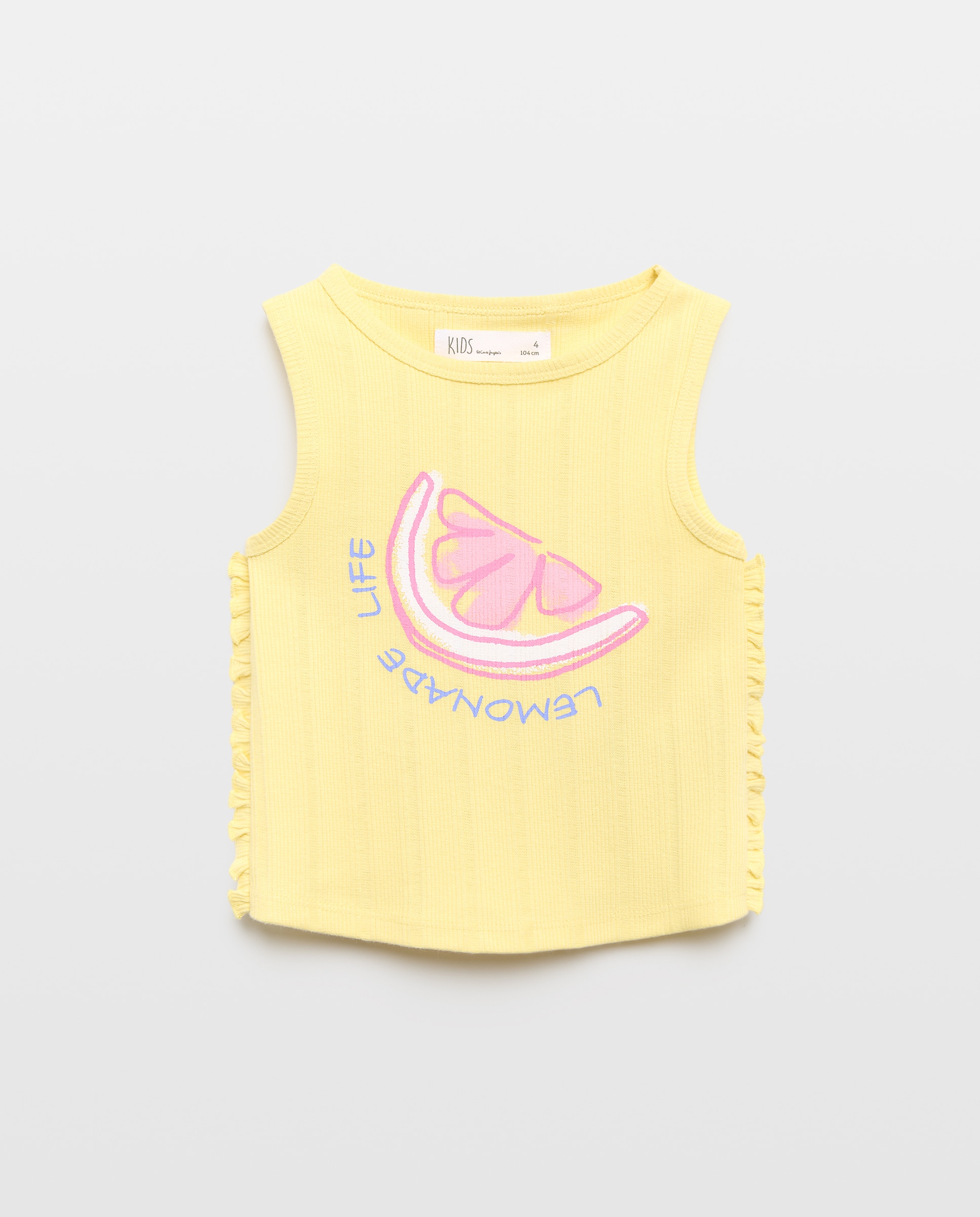 Camiseta de tirantes con volante en los laterales de niña - Kids El Corte Inglés - 310 Amarillo claro 310 Amarillo claro-4